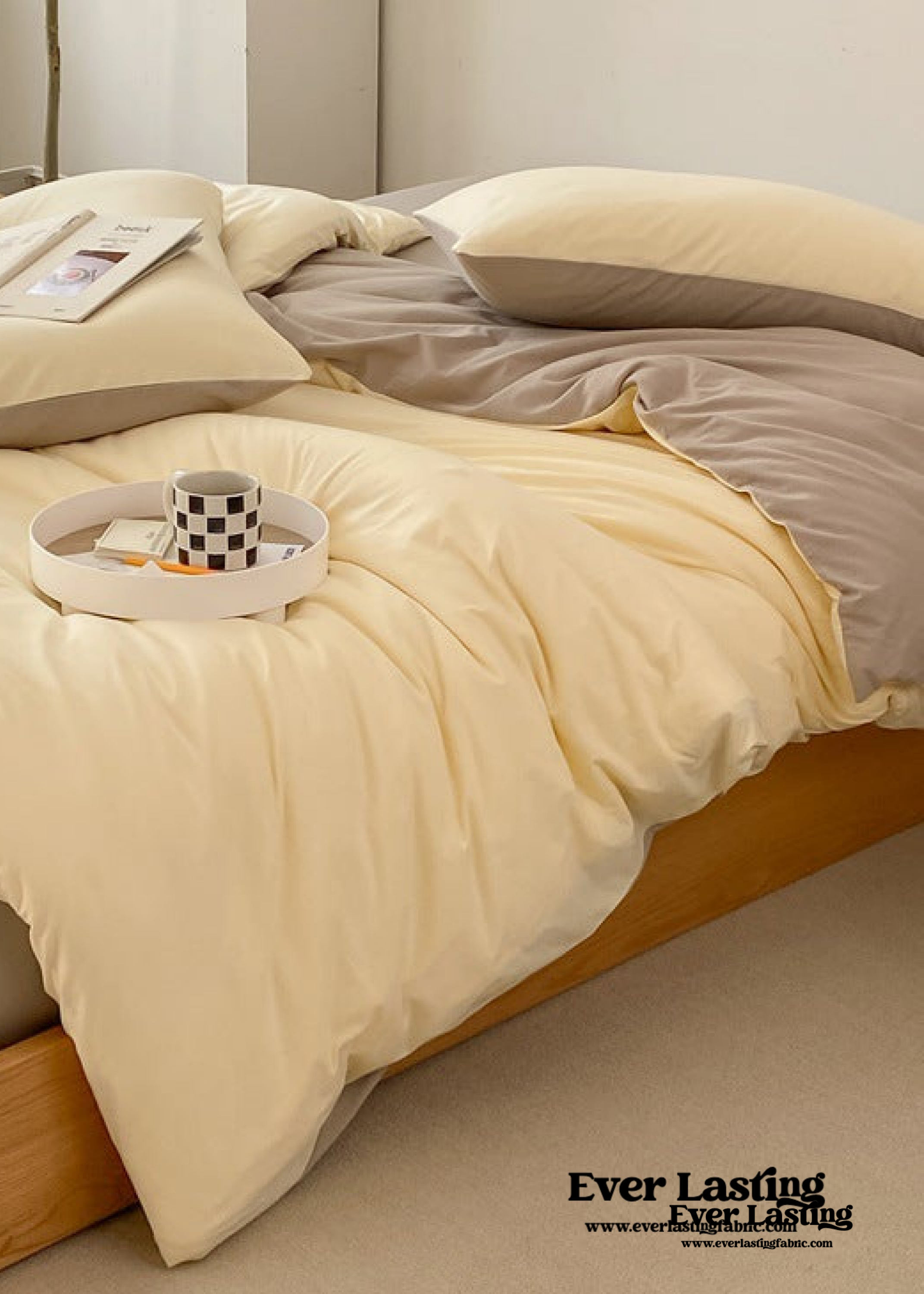 Duo Earth Tone Jersey Knit Bedding Set - Orange + Beige