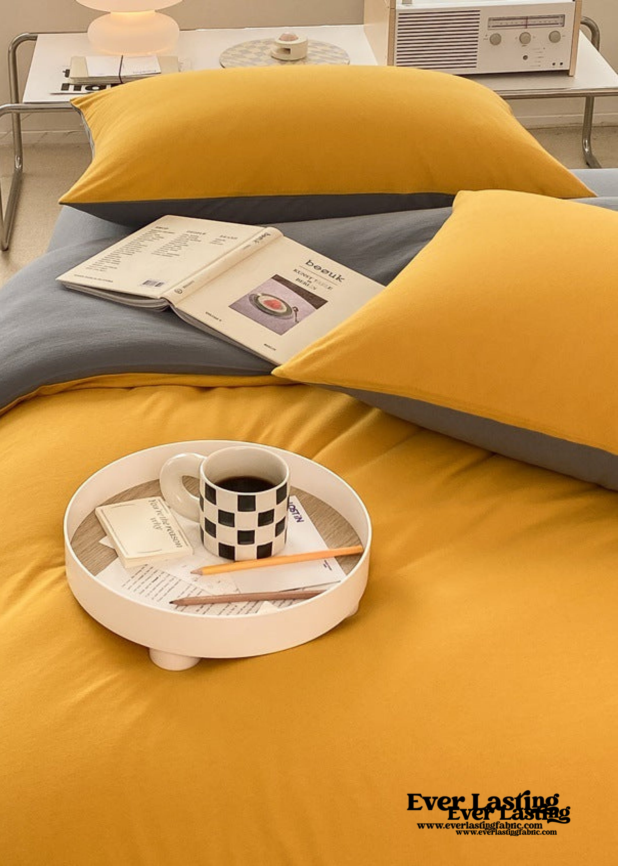 Duo Earth Tone Jersey Knit Bedding Set - Orange + Beige