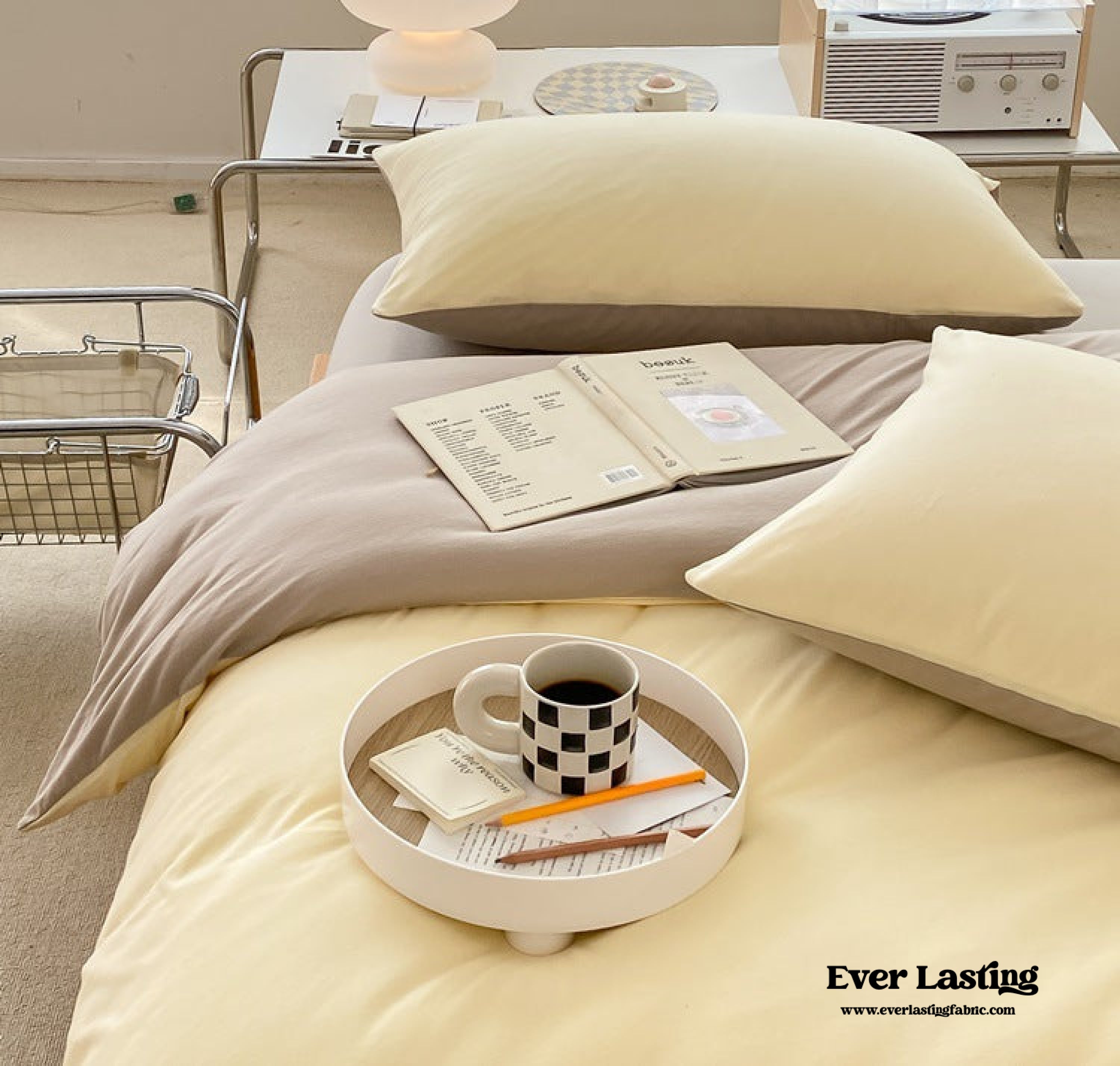 Duo Earth Tone Jersey Knit Bedding Set - Orange + Beige