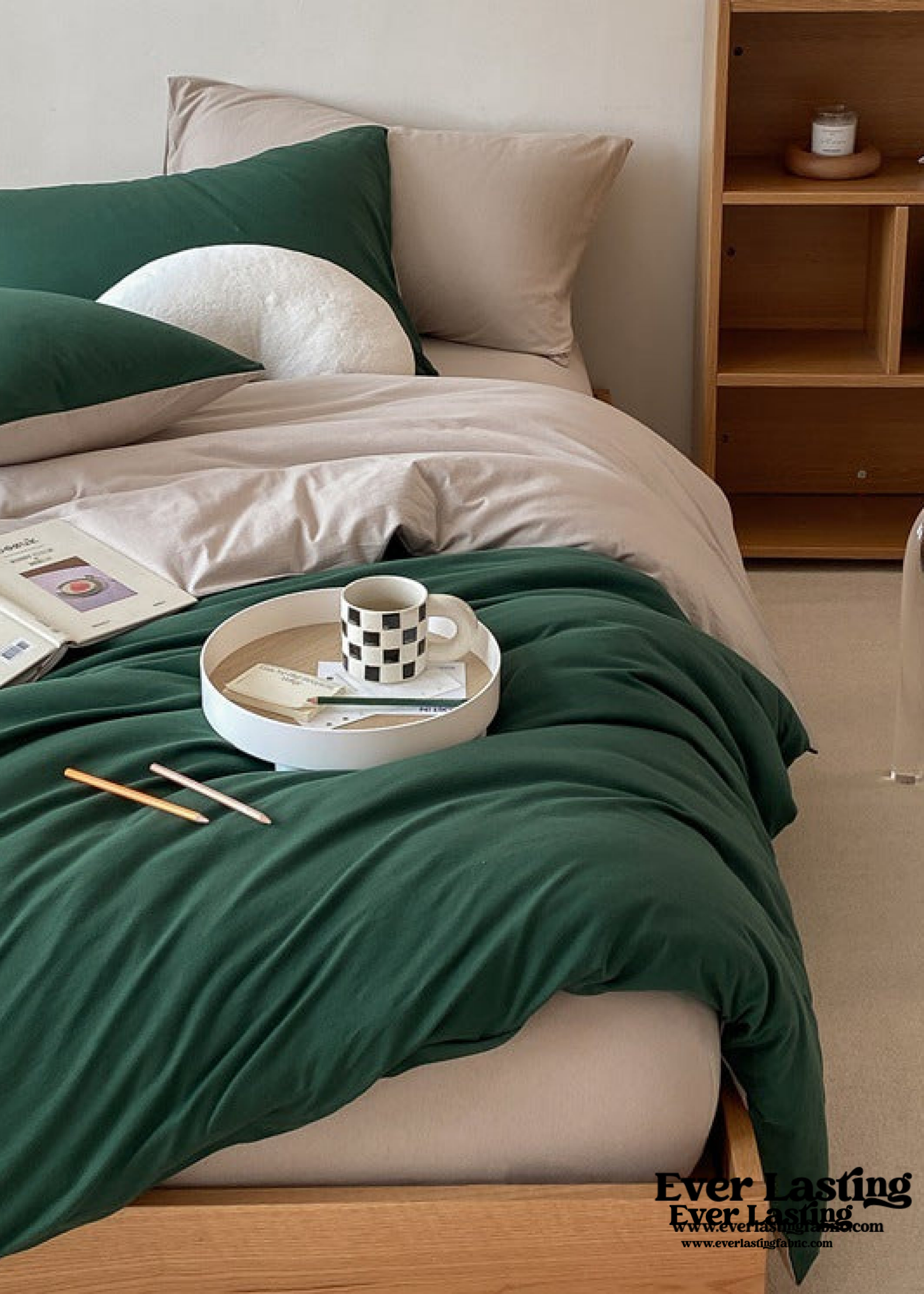 Duo Earth Tone Jersey Knit Bedding Set - Orange + Beige
