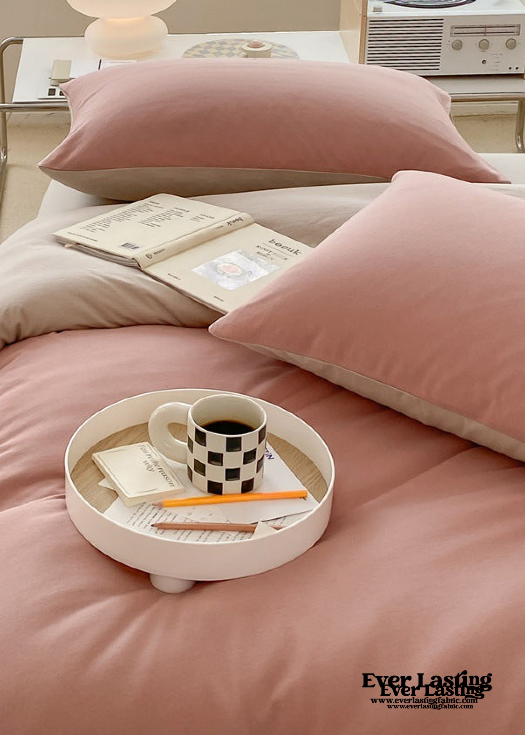 Duo Earth Tone Jersey Knit Bedding Set - Orange + Beige