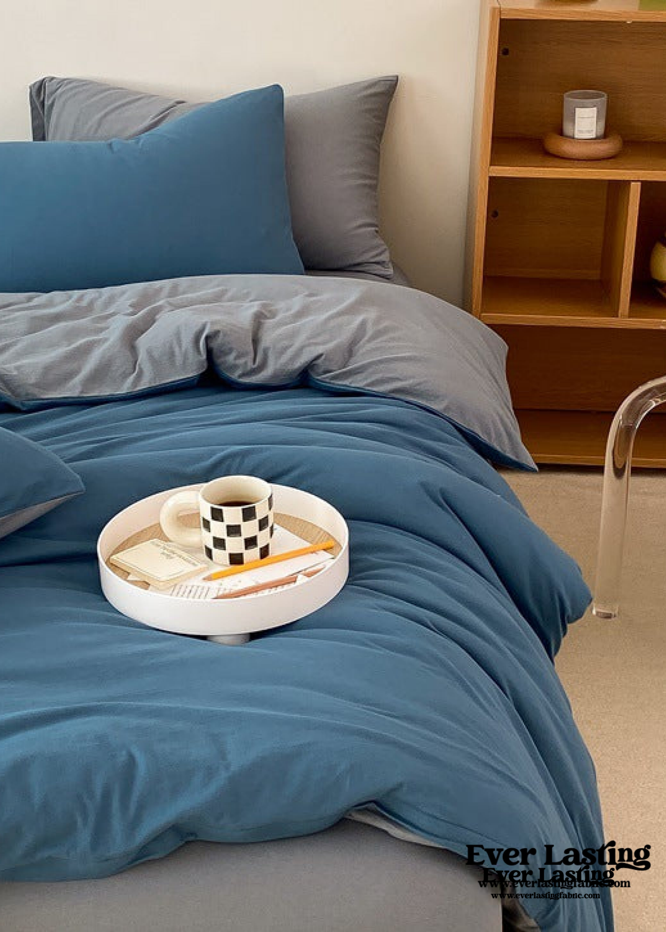 Duo Earth Tone Jersey Knit Bedding Set - Orange + Beige