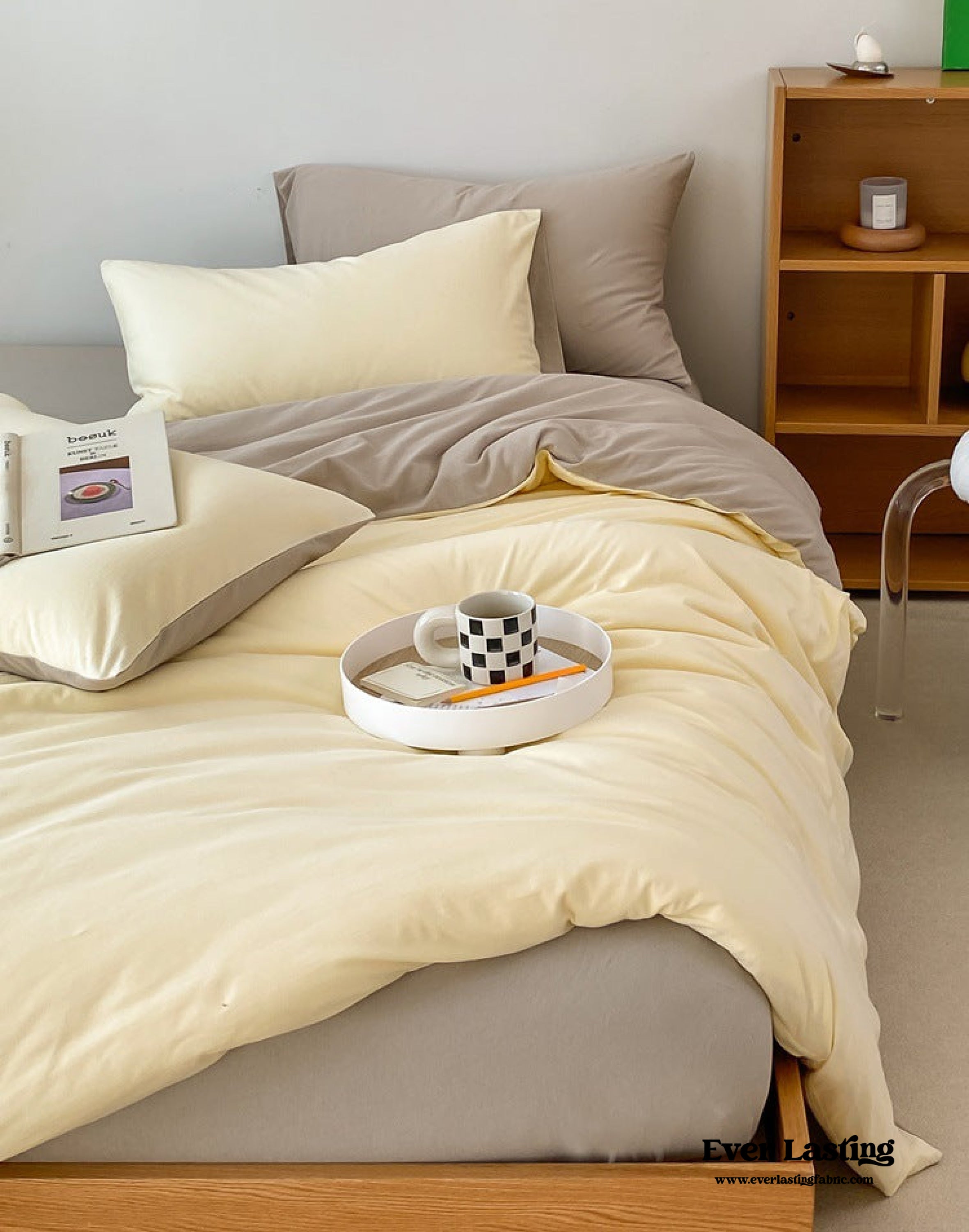 Duo Earth Tone Jersey Knit Bedding Set - Orange + Beige