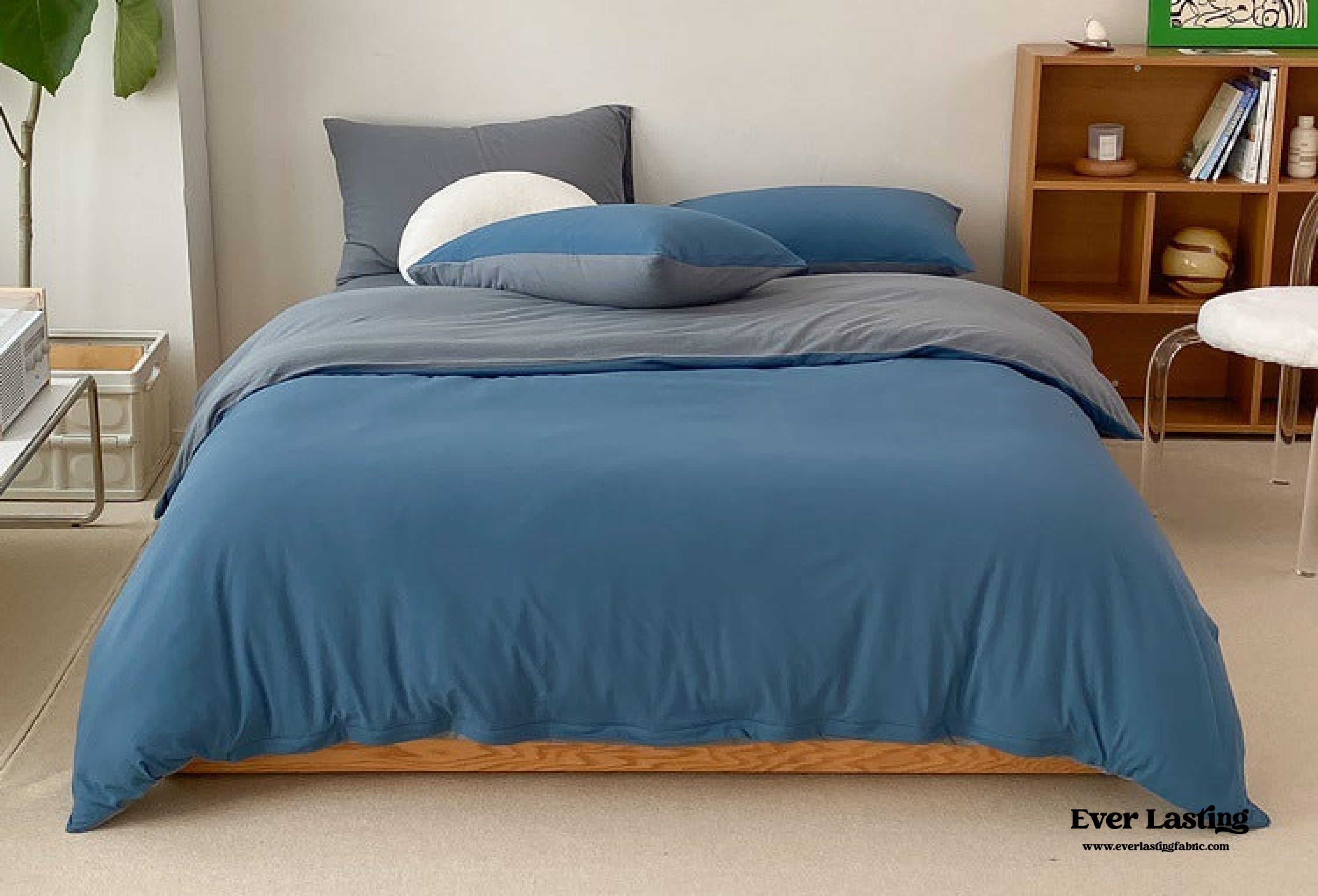 Duo Earth Tone Jersey Knit Bedding Set - Orange + Beige
