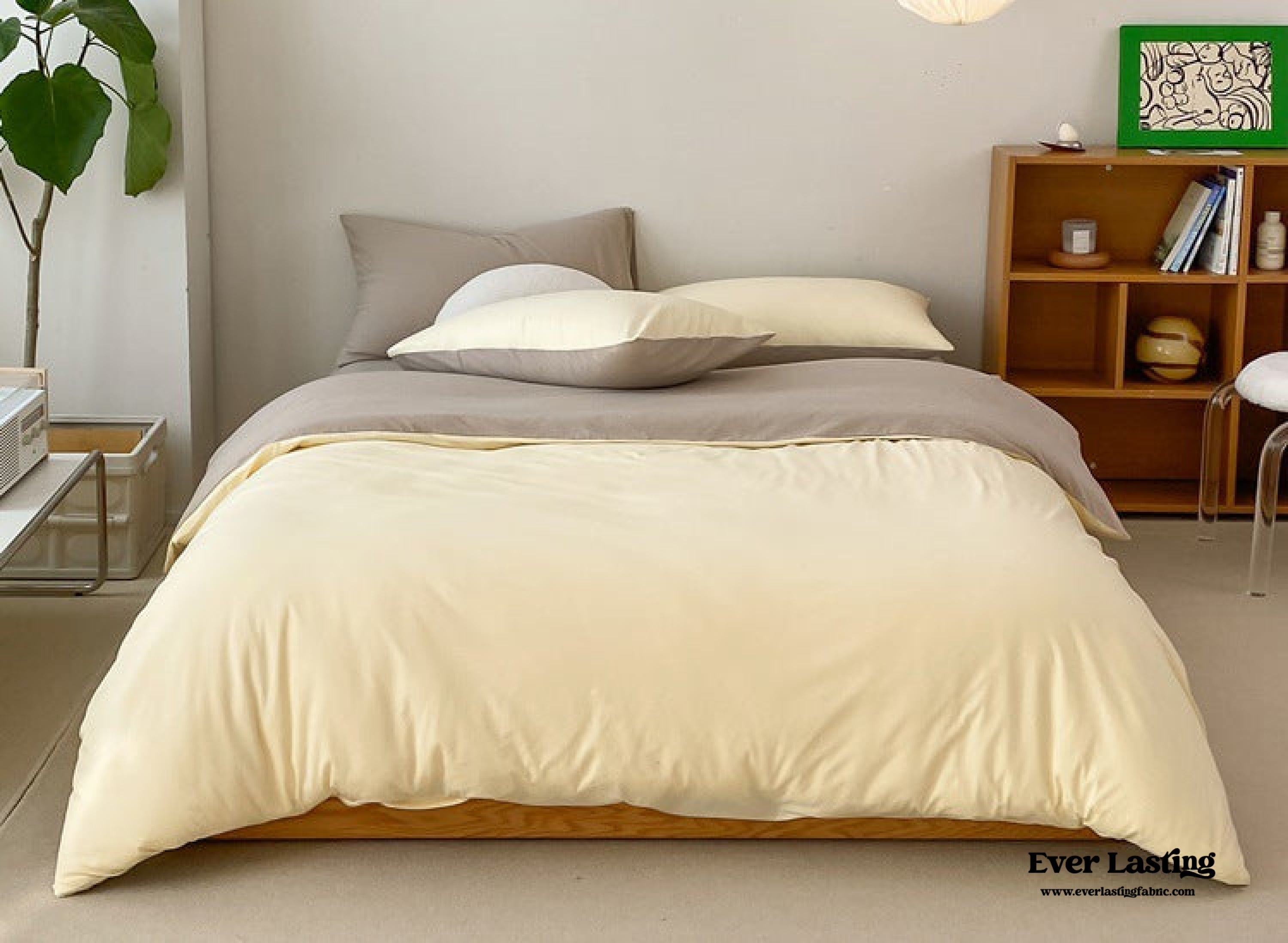 Duo Earth Tone Jersey Knit Bedding Set - Orange + Beige