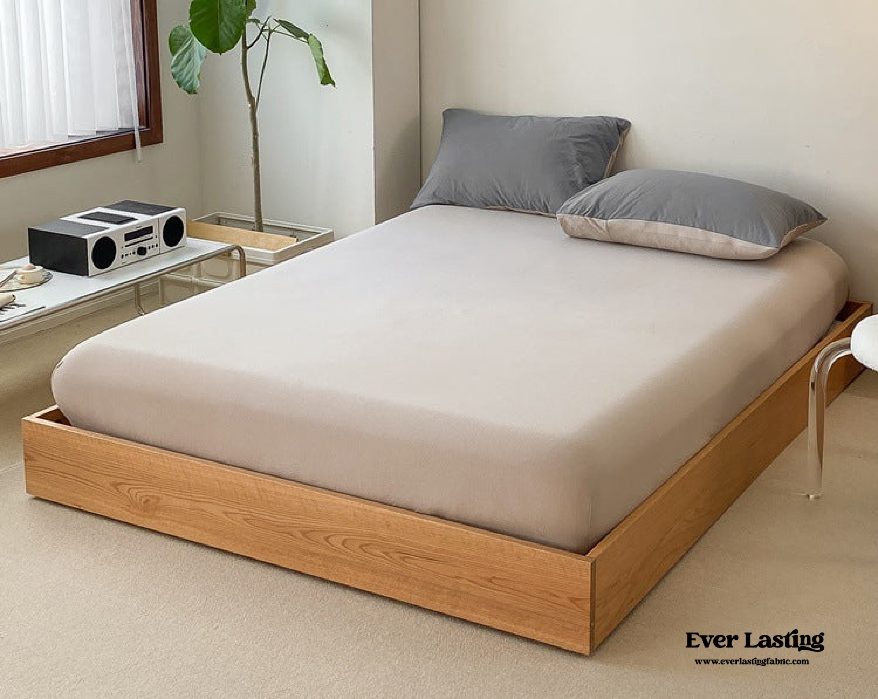 Duo Earth Tone Jersey Knit Bedding Set - Orange + Beige
