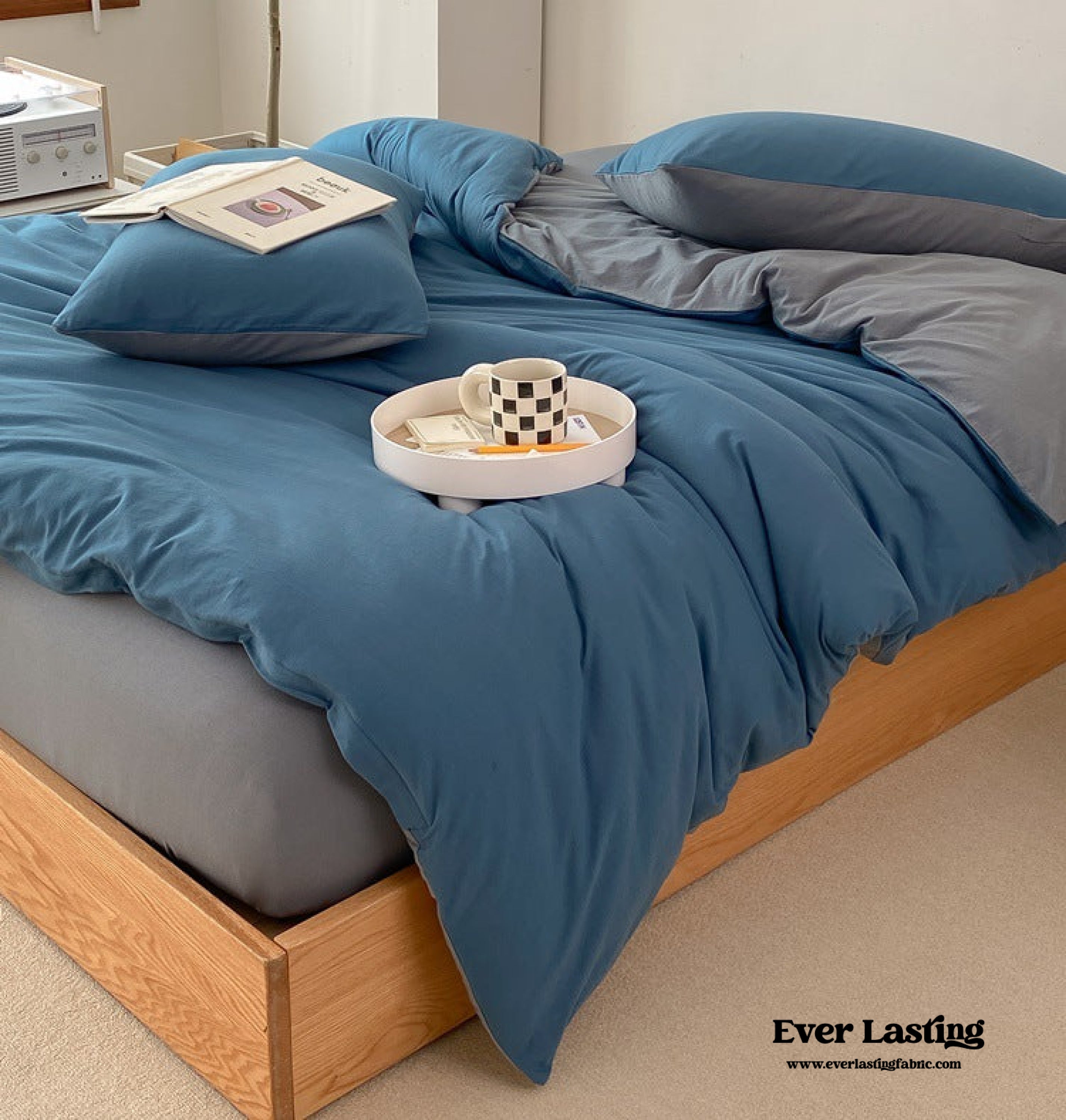 Duo Earth Tone Jersey Knit Bedding Set - Orange + Beige