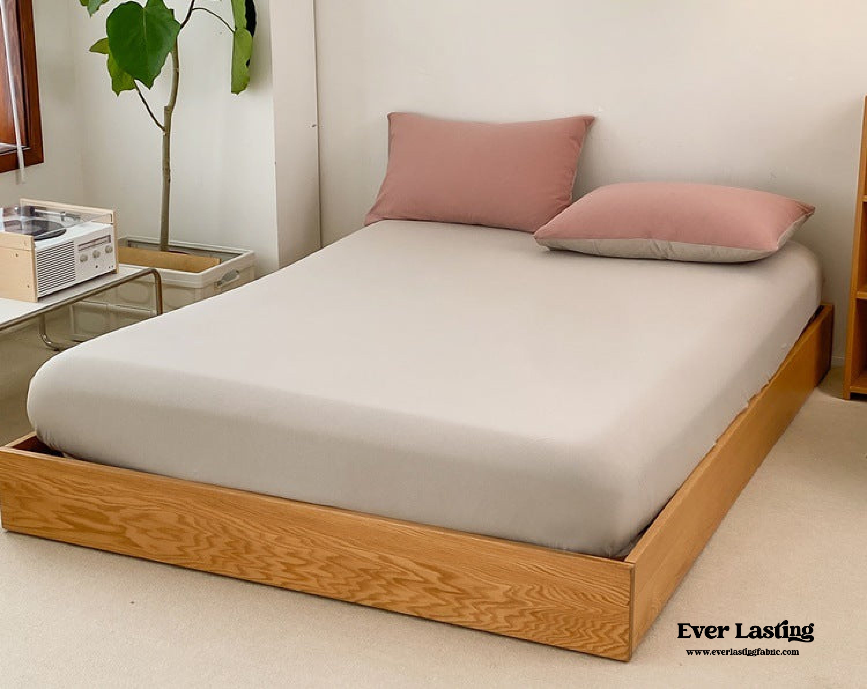Duo Earth Tone Jersey Knit Bedding Set - Orange + Beige