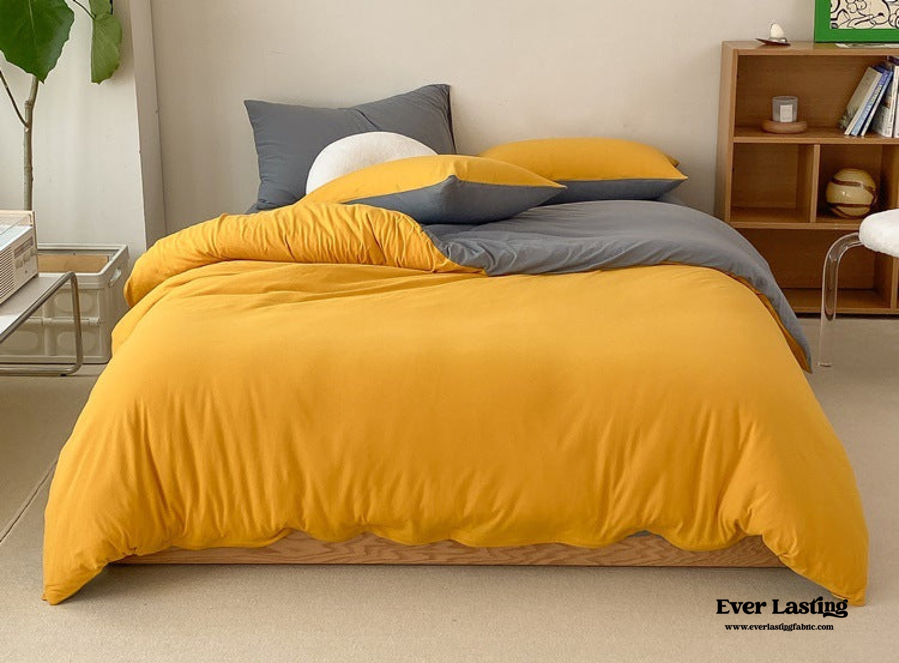 Duo Earth Tone Jersey Knit Bedding Set - Orange + Beige