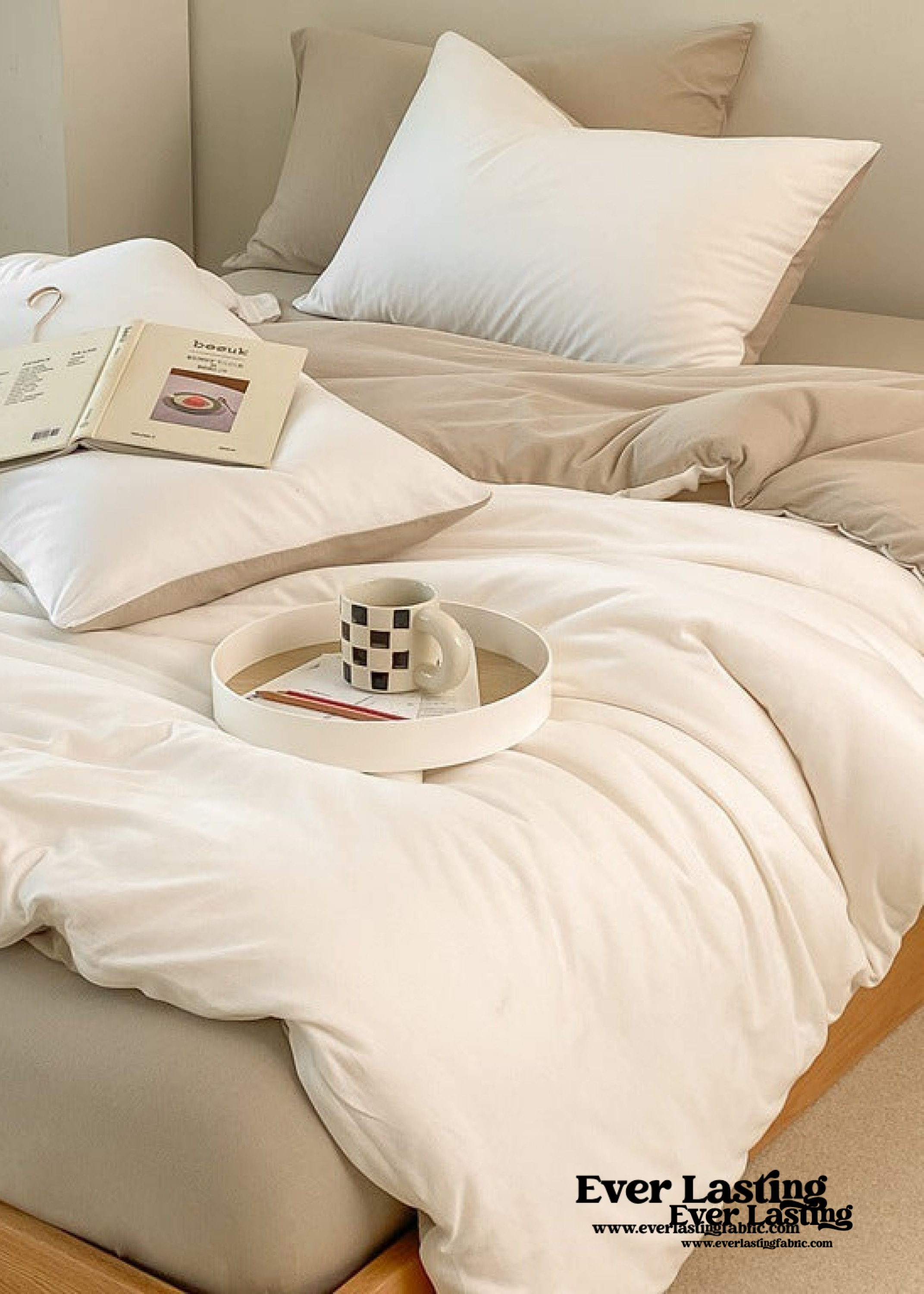 Duo Earth Tone Jersey Knit Bedding Set - Orange + Beige