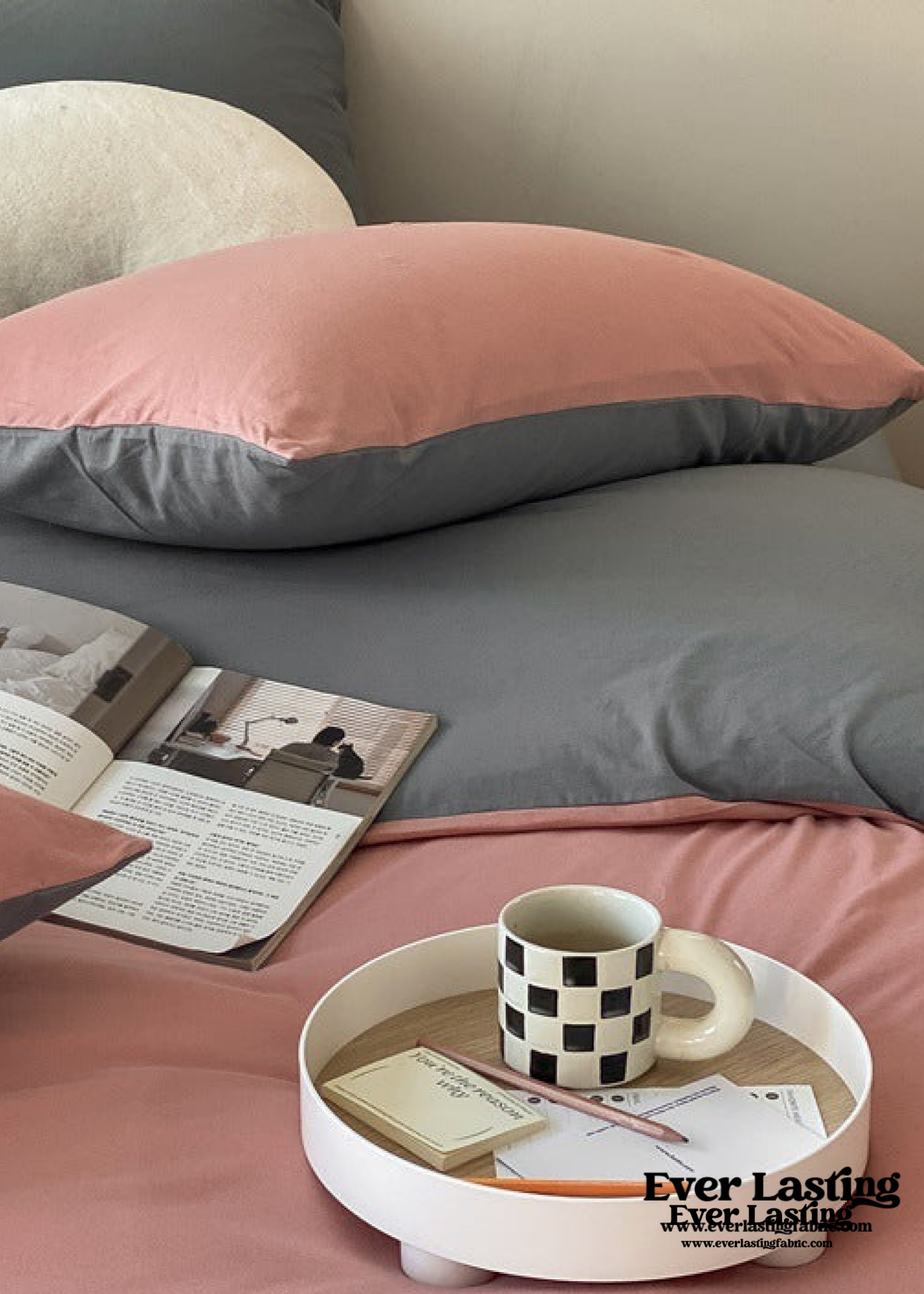 Duo Earth Tone Jersey Knit Bedding Set - Orange + Beige