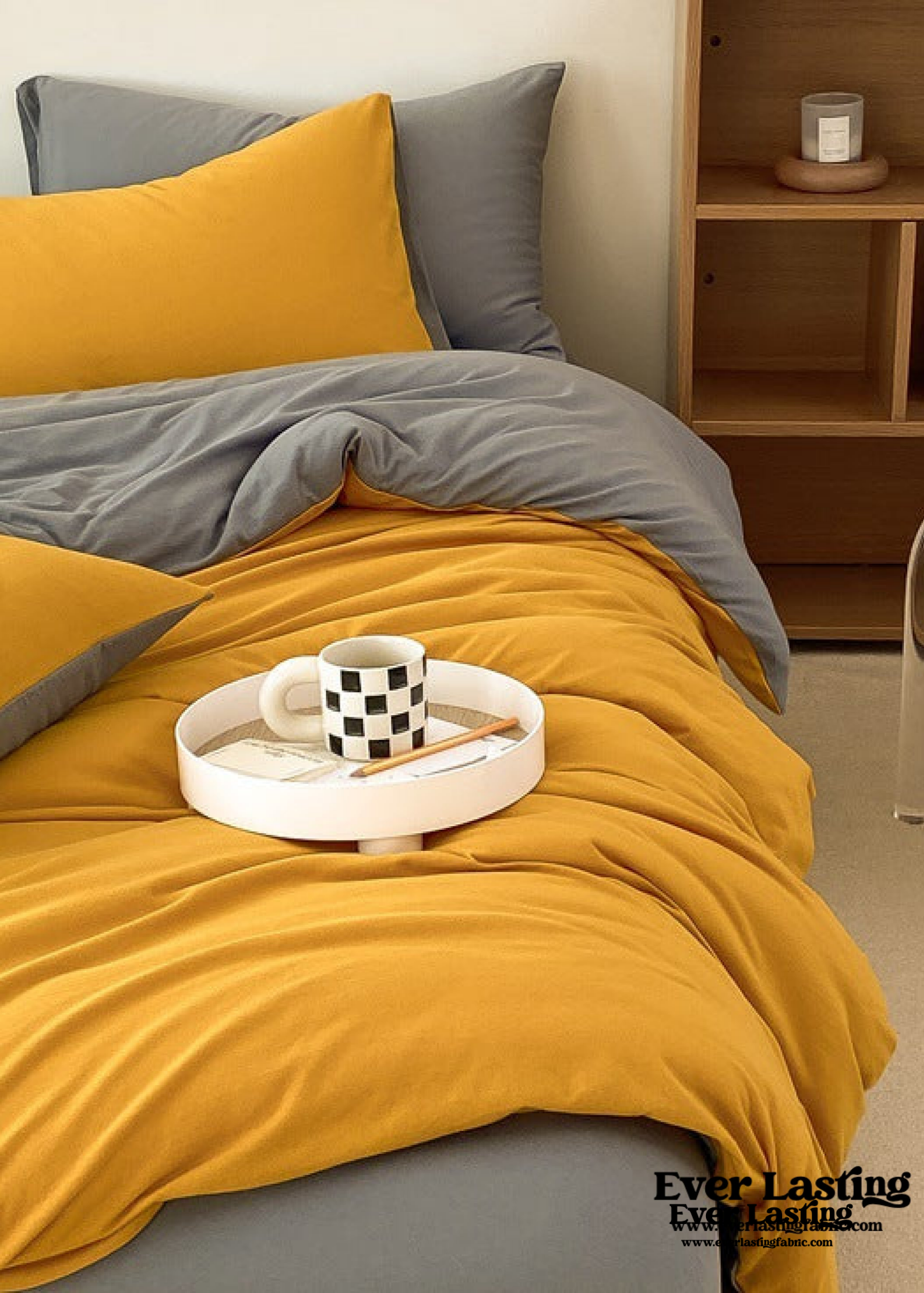 Duo Earth Tone Jersey Knit Bedding Set - Orange + Beige