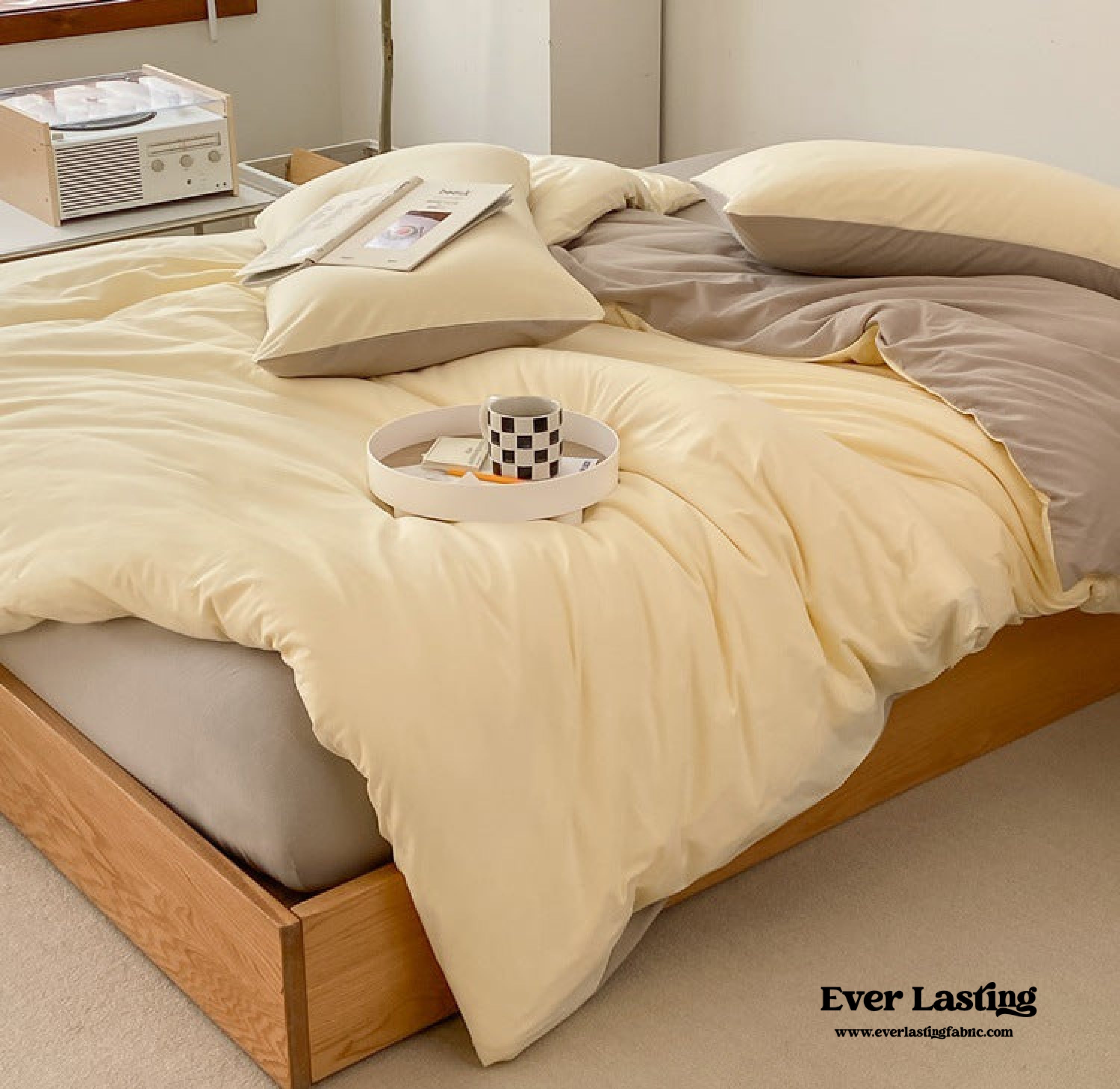 Duo Earth Tone Jersey Knit Bedding Set - Orange + Beige