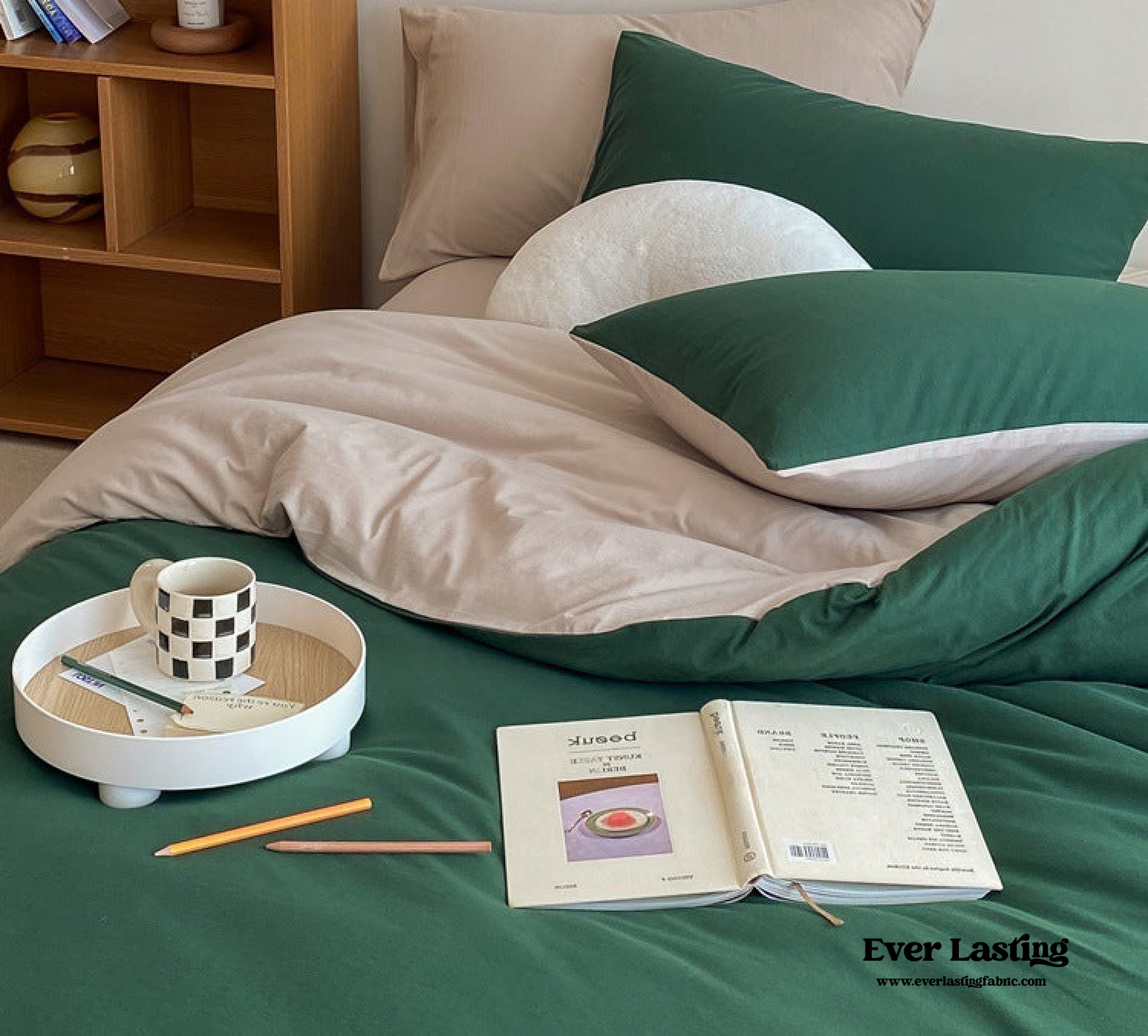 Duo Earth Tone Jersey Knit Bedding Set - Orange + Beige