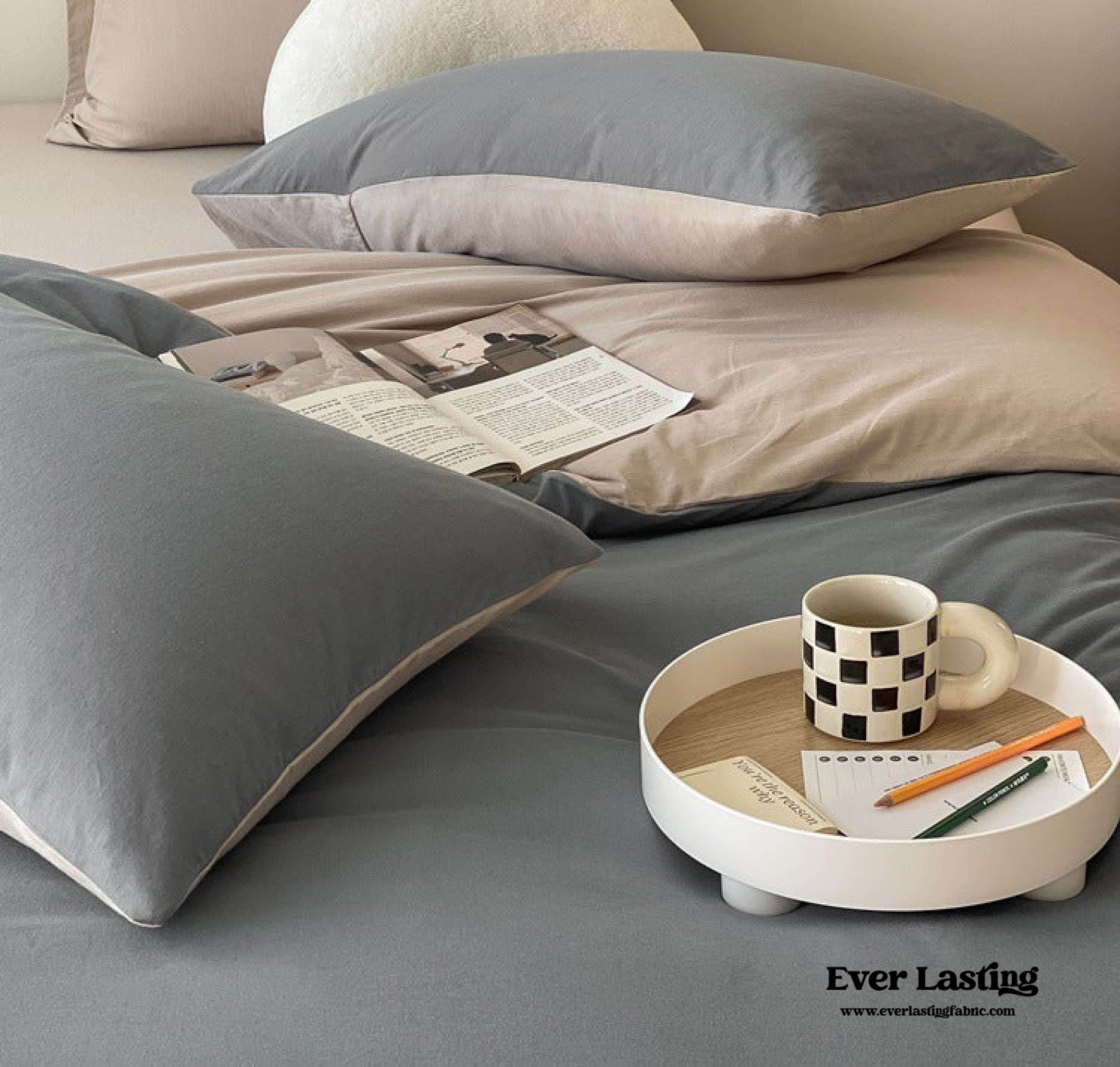 Duo Earth Tone Jersey Knit Bedding Set - Orange + Beige
