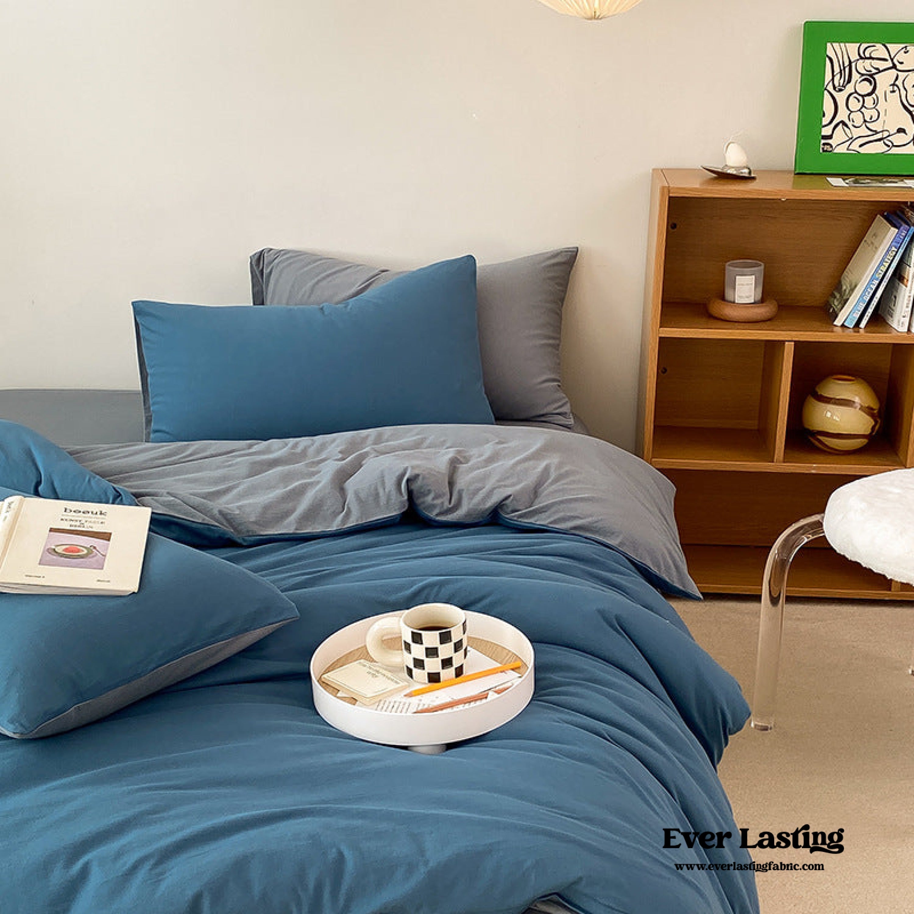 Duo Earth Tone Jersey Knit Bedding Set - Orange + Beige