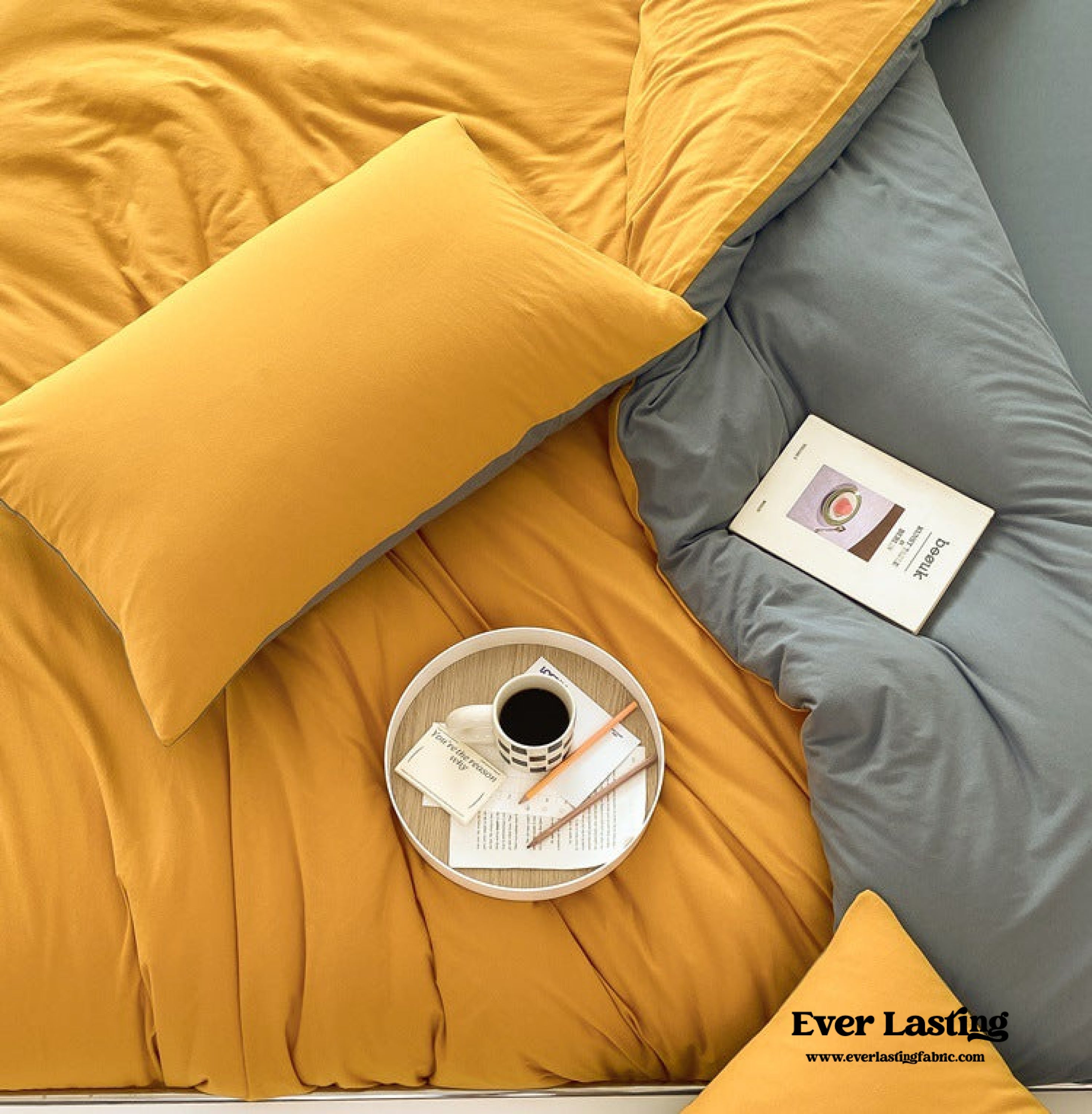 Duo Earth Tone Jersey Knit Bedding Set - Orange + Beige