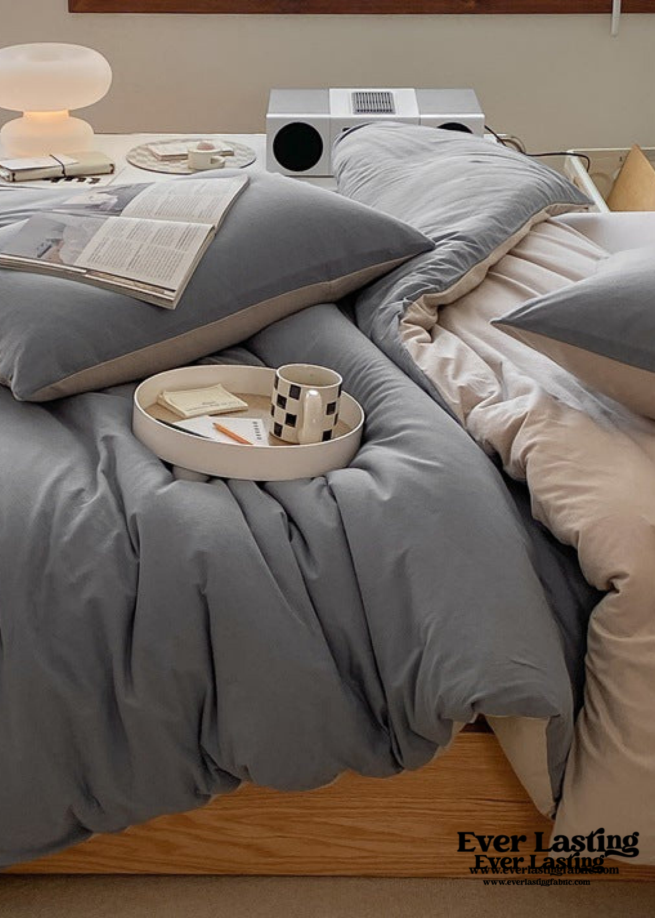 Duo Earth Tone Jersey Knit Bedding Set - Orange + Beige