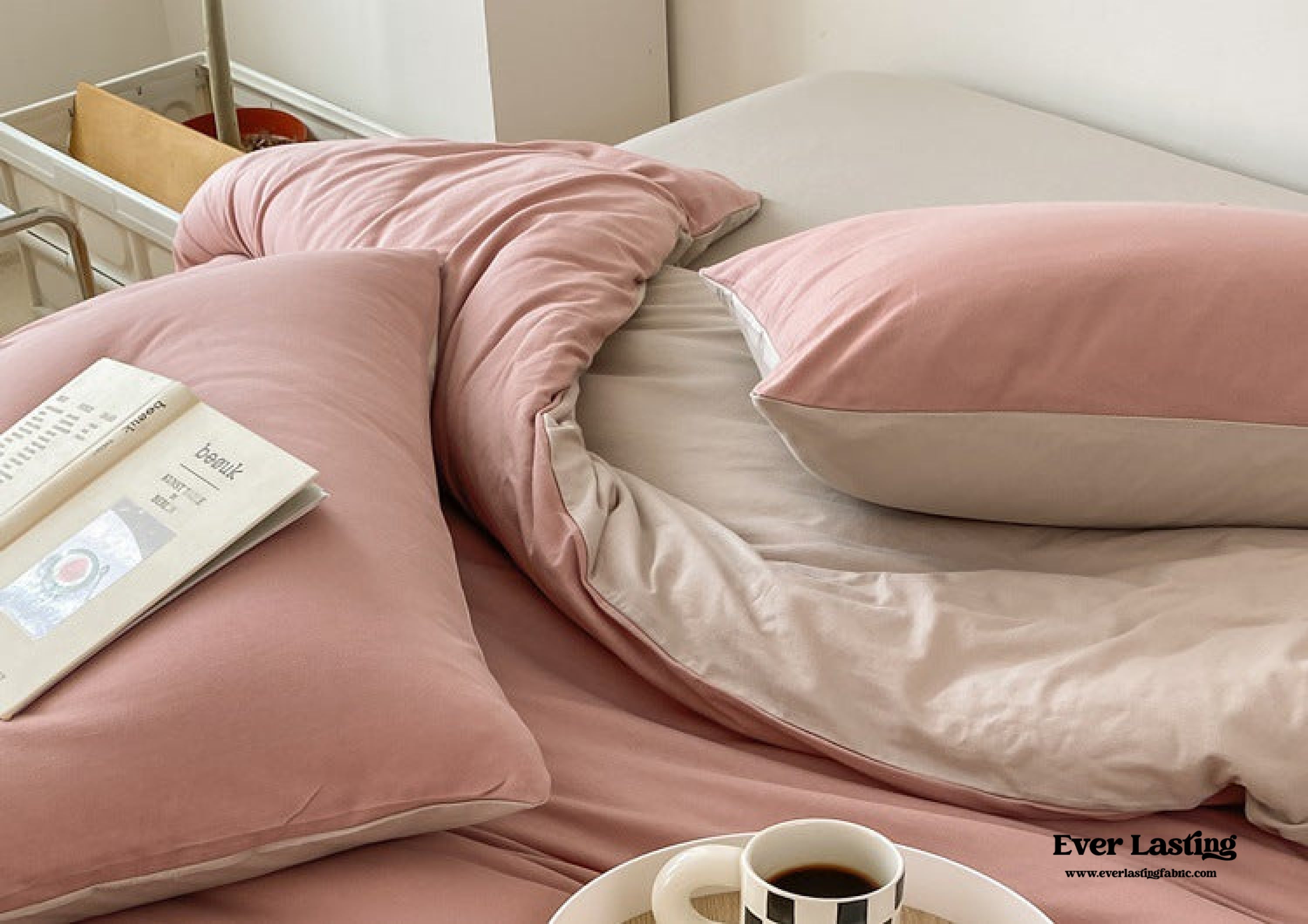 Duo Earth Tone Jersey Knit Bedding Set - Orange + Beige