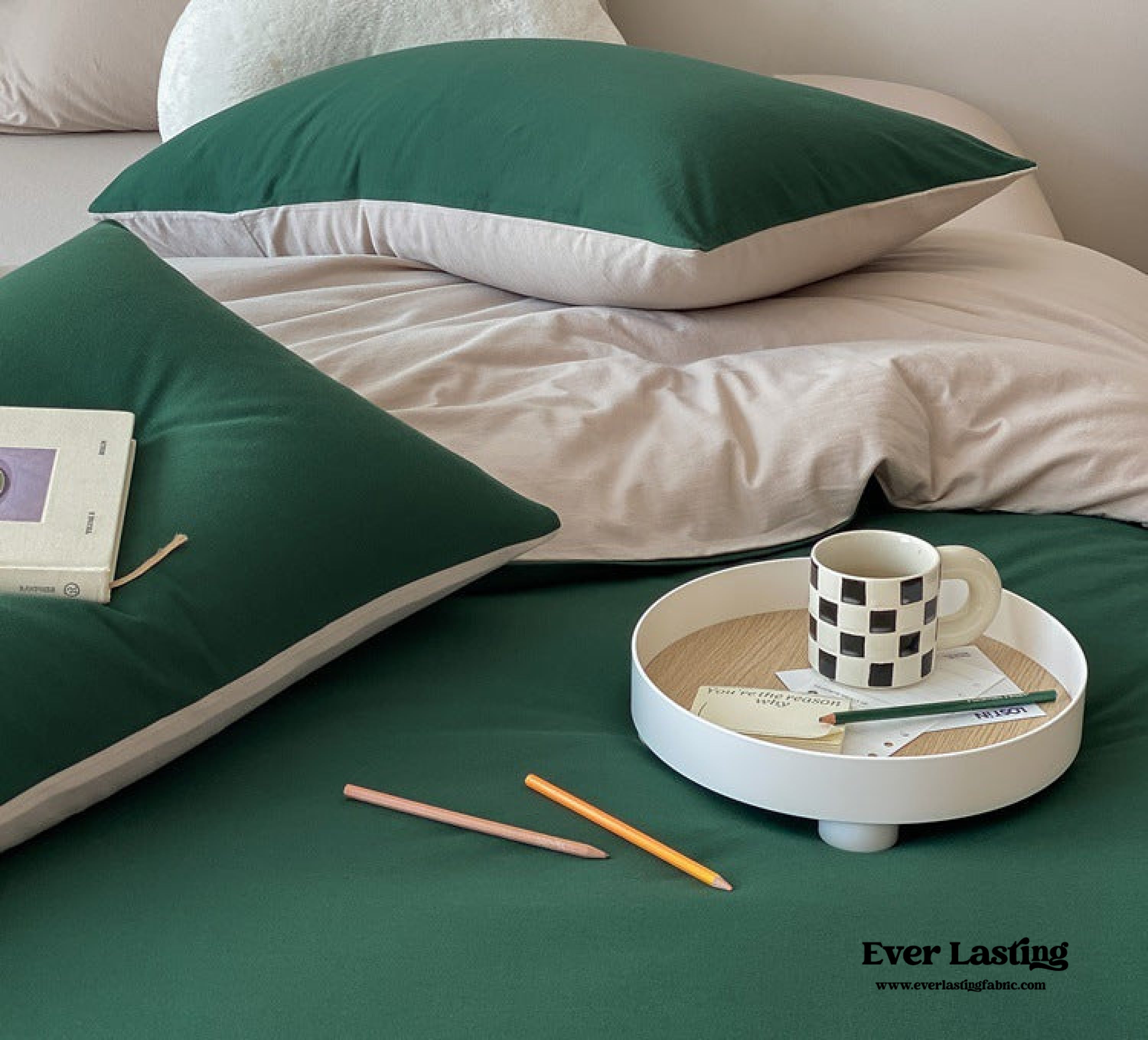 Duo Earth Tone Jersey Knit Bedding Set - Orange + Beige