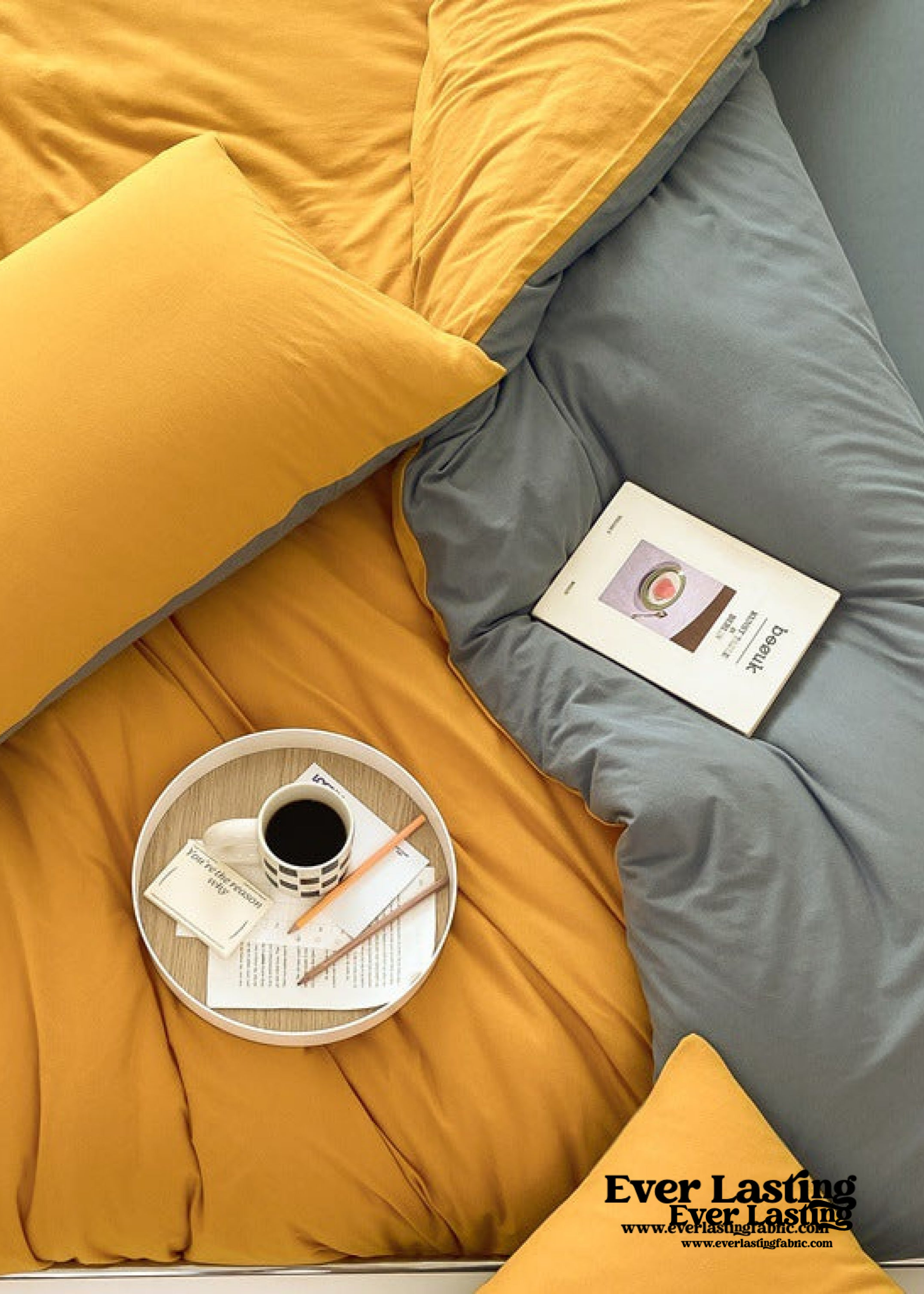 Duo Earth Tone Jersey Knit Bedding Set - Orange + Beige