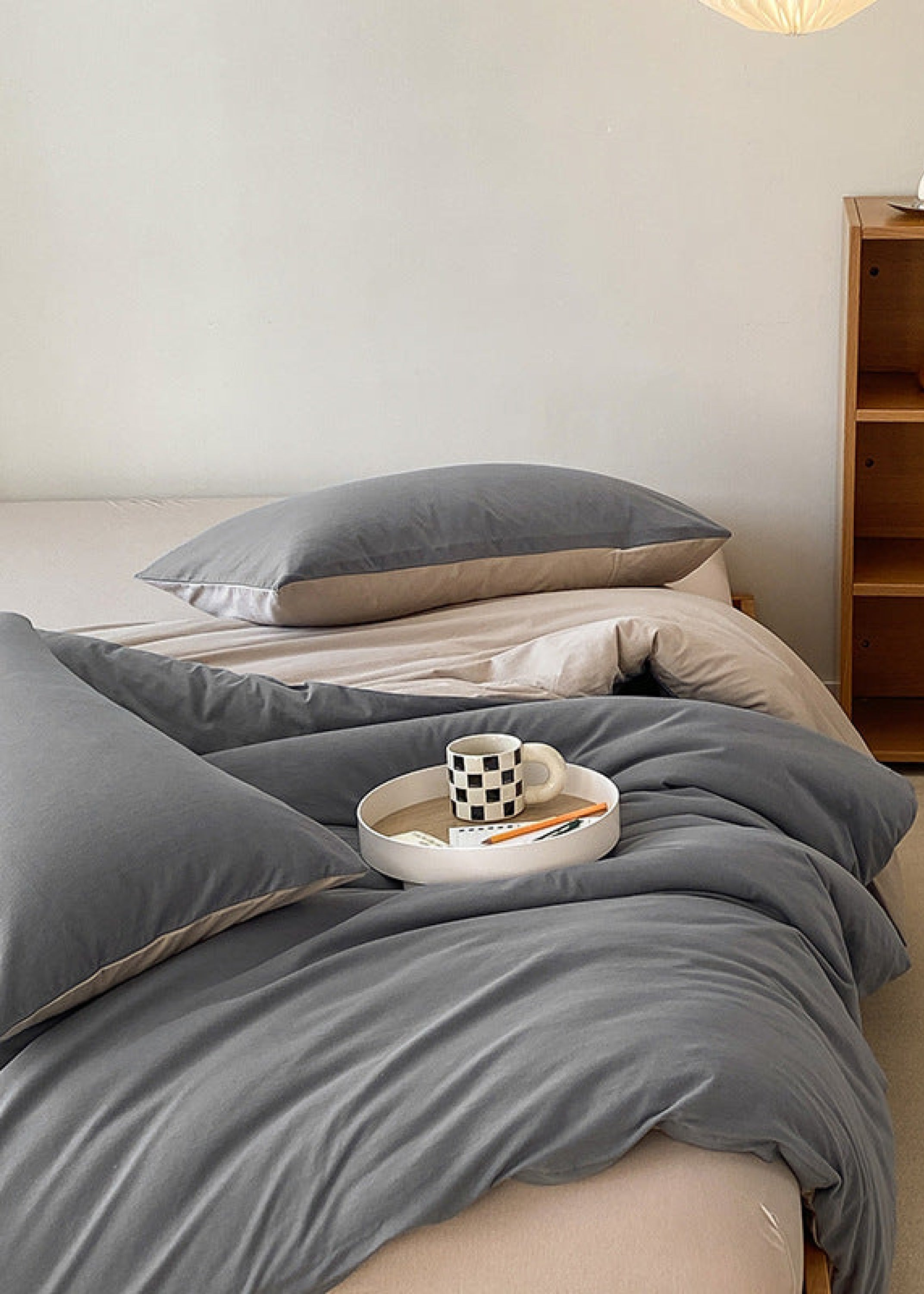Duo Earth Tone Jersey Knit Bedding Set - Pink Beige