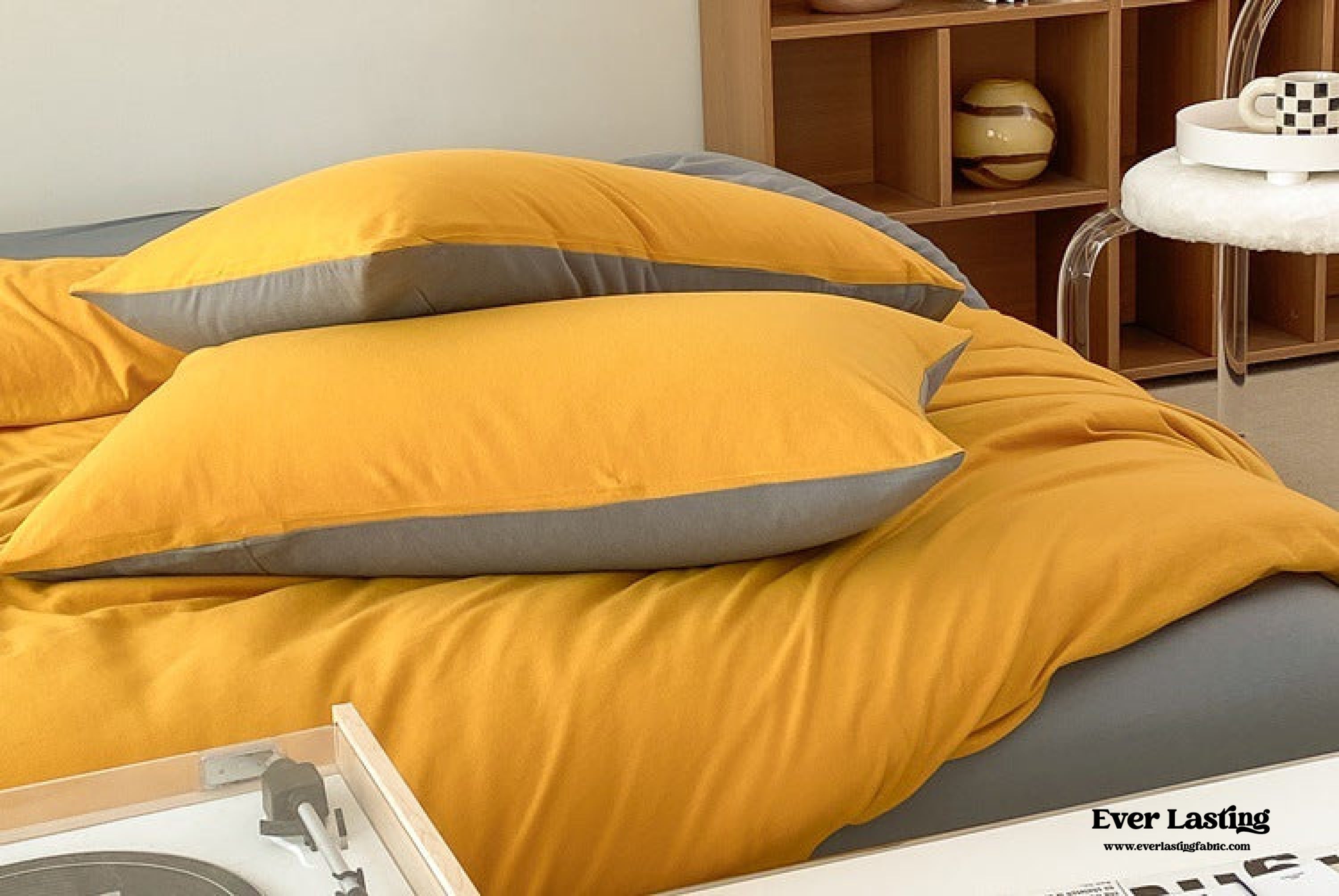 Duo Earth Tone Jersey Knit Bedding Set - Orange + Beige