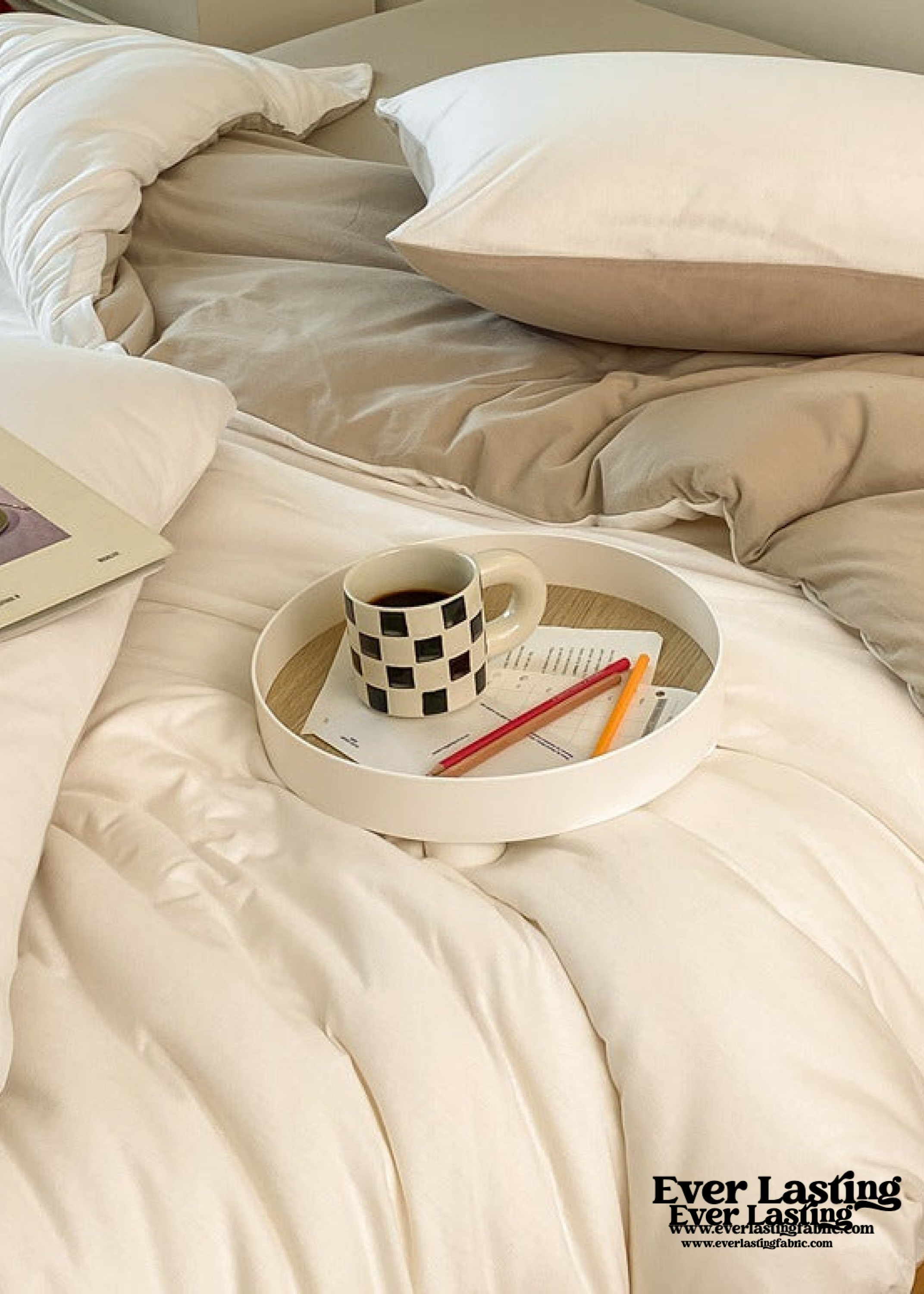 Duo Earth Tone Jersey Knit Bedding Set - Orange + Beige
