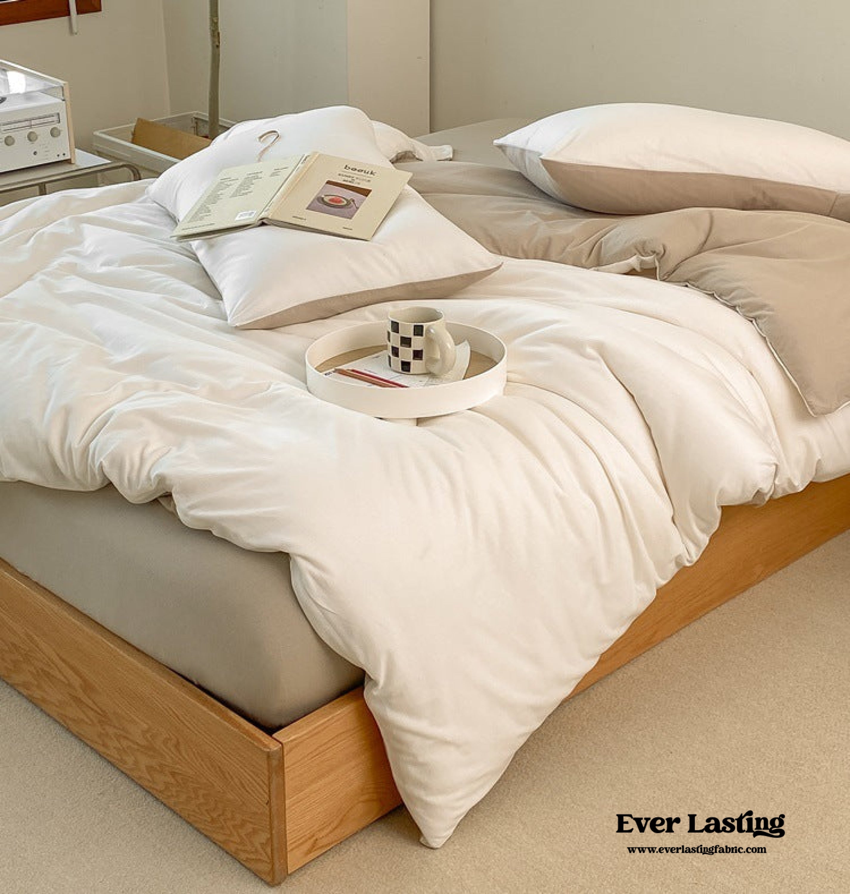 Duo Earth Tone Jersey Knit Bedding Set - Orange + Beige