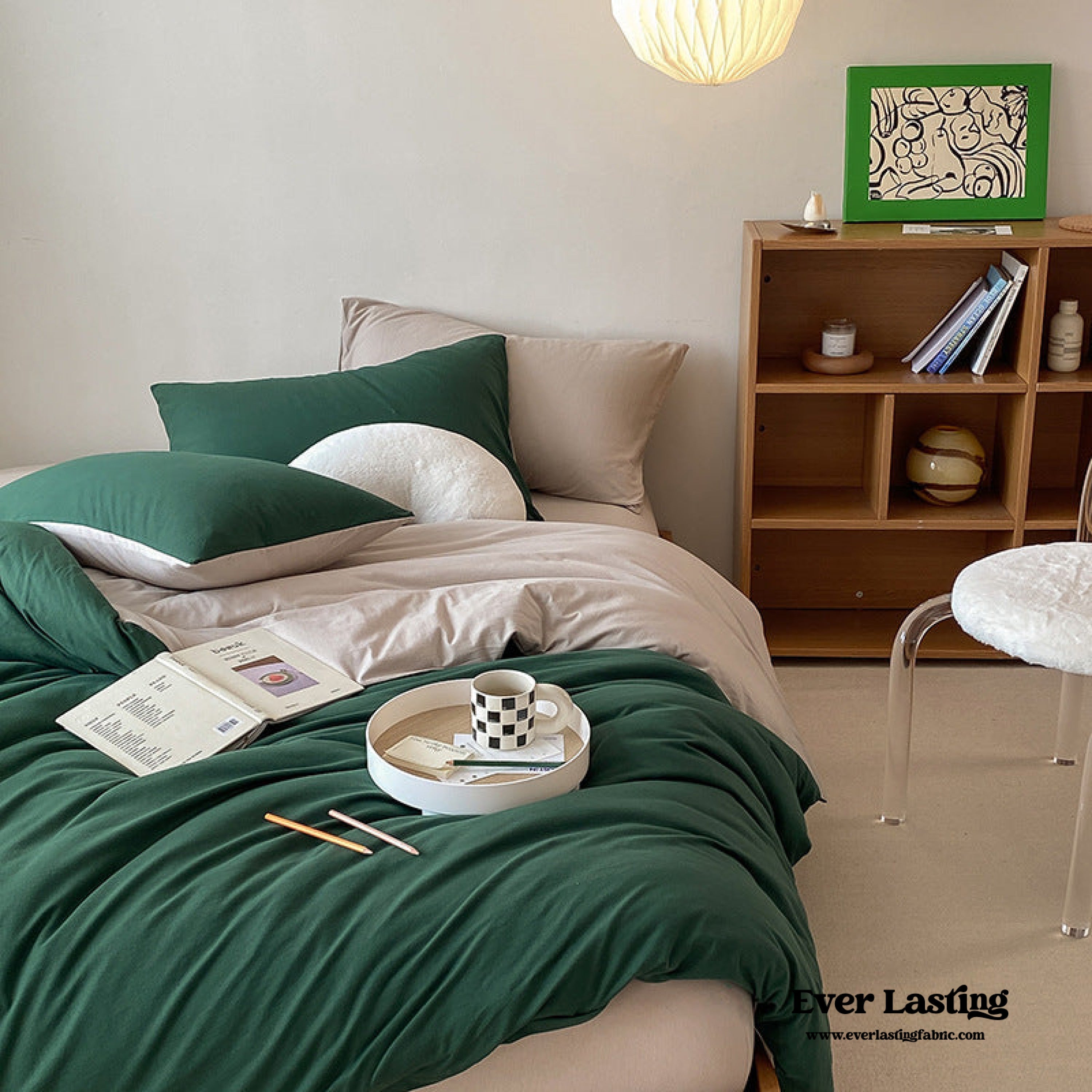 Duo Earth Tone Jersey Knit Bedding Set - Orange + Beige