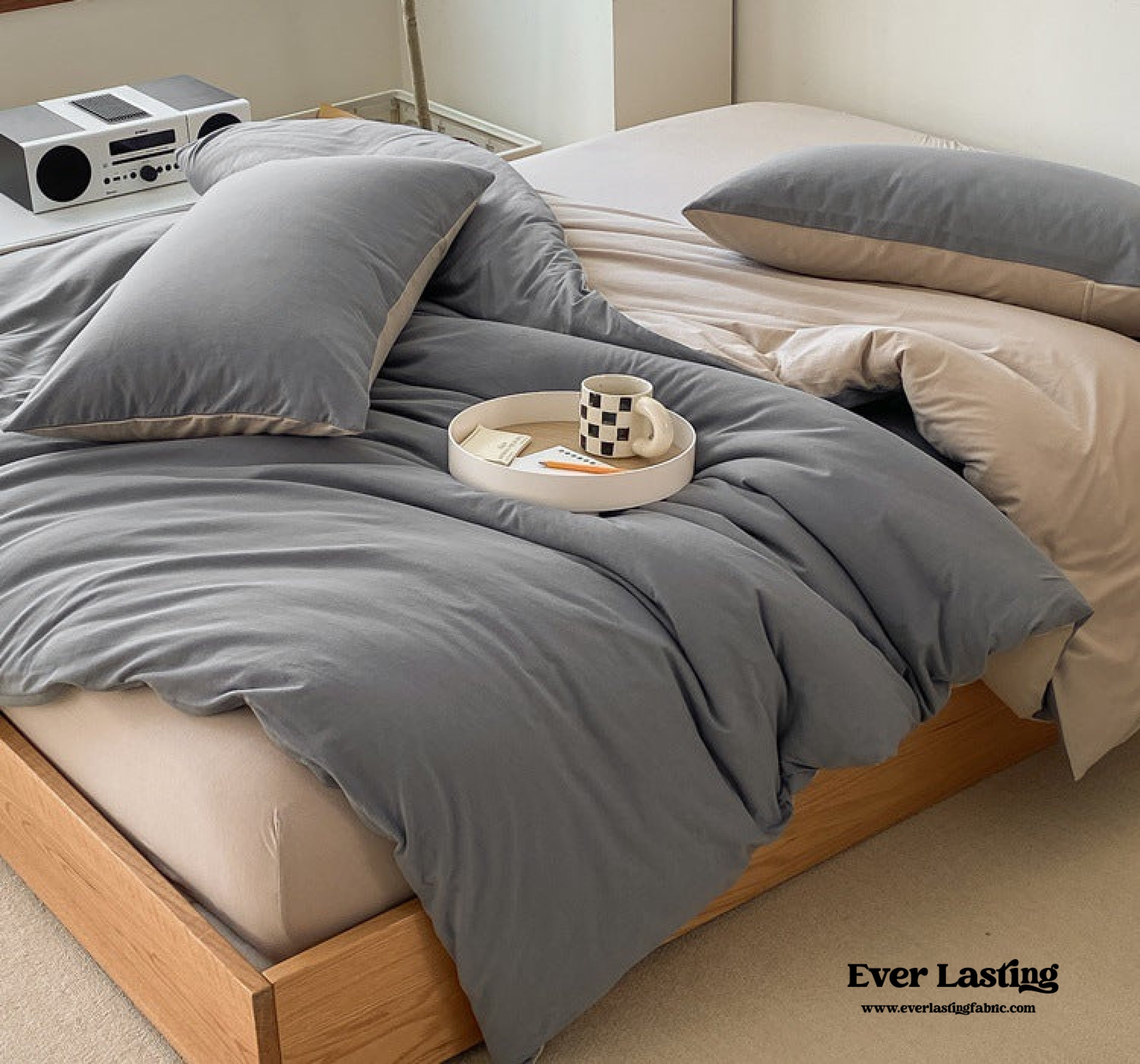 Duo Earth Tone Jersey Knit Bedding Set - Pink Beige