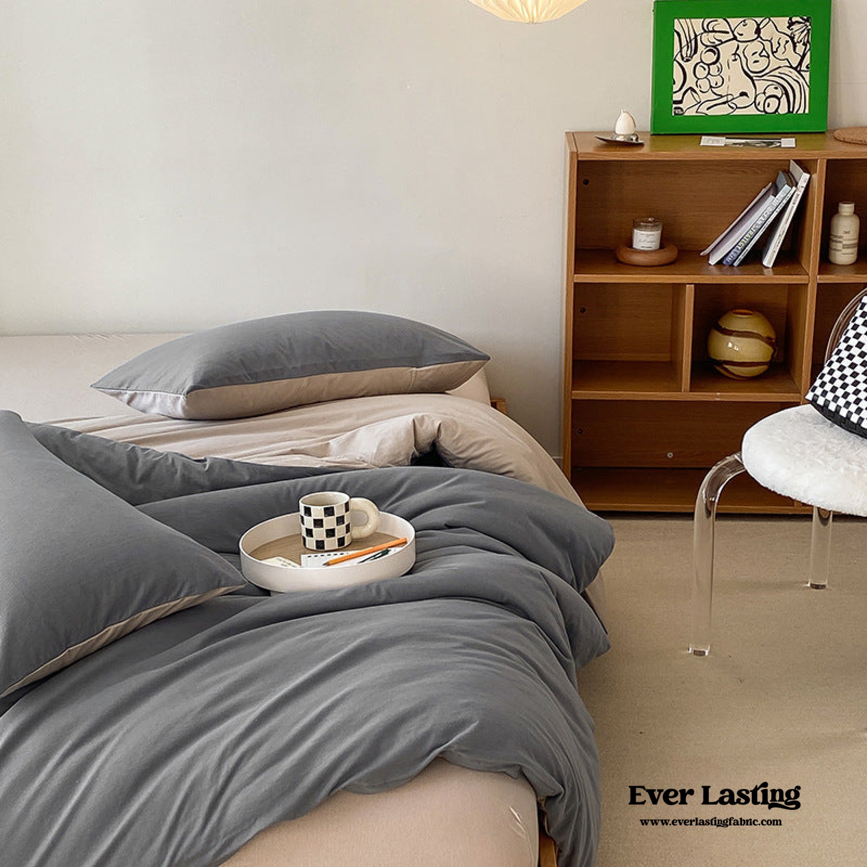 Duo Earth Tone Jersey Knit Bedding Set - Pink Beige