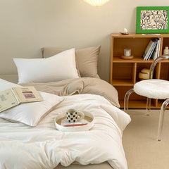 Duo Earth Tone Jersey Knit Bedding Set - White Beige