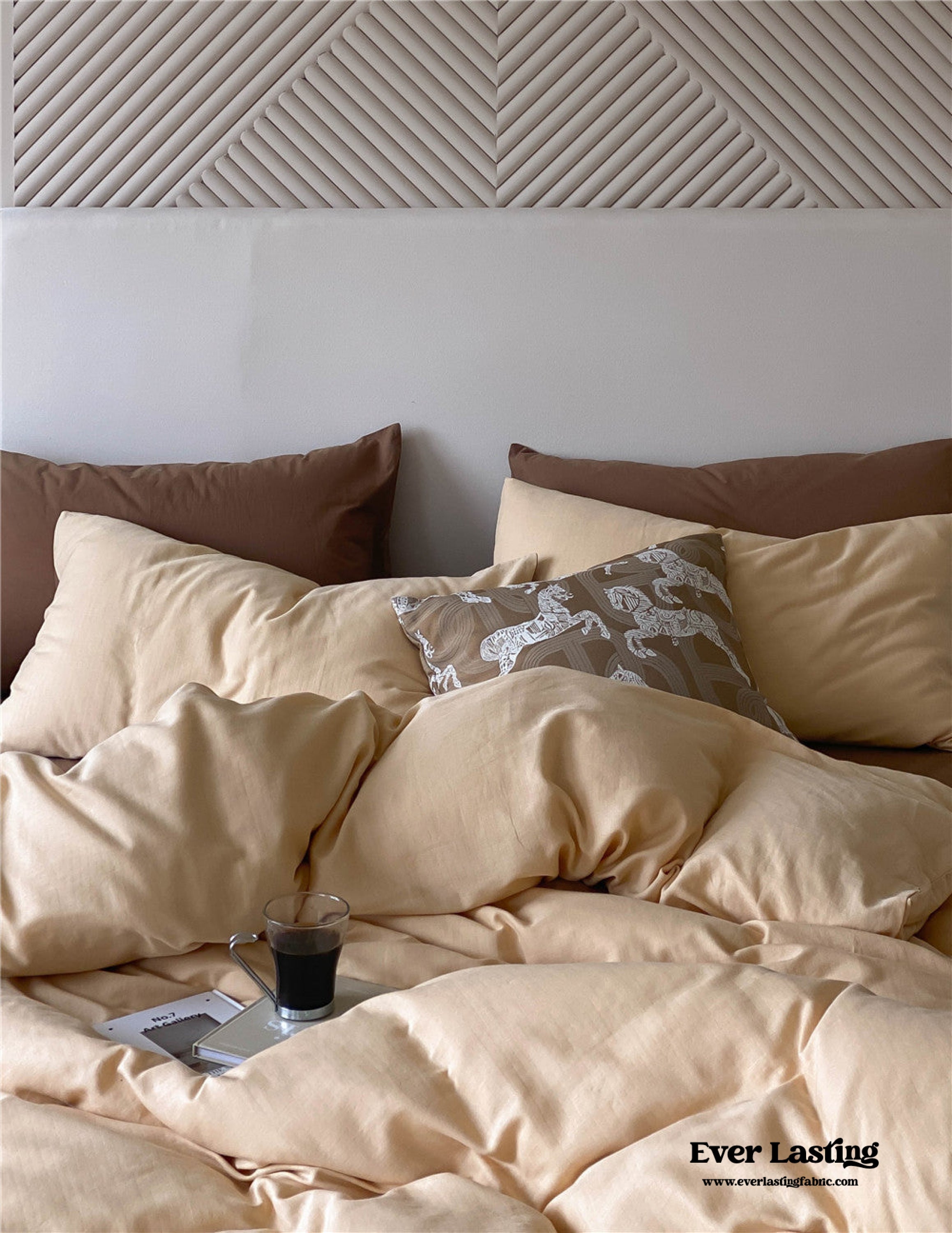 DUO Minimal Double Layer Washed Cotton Bedding Set - Blue
