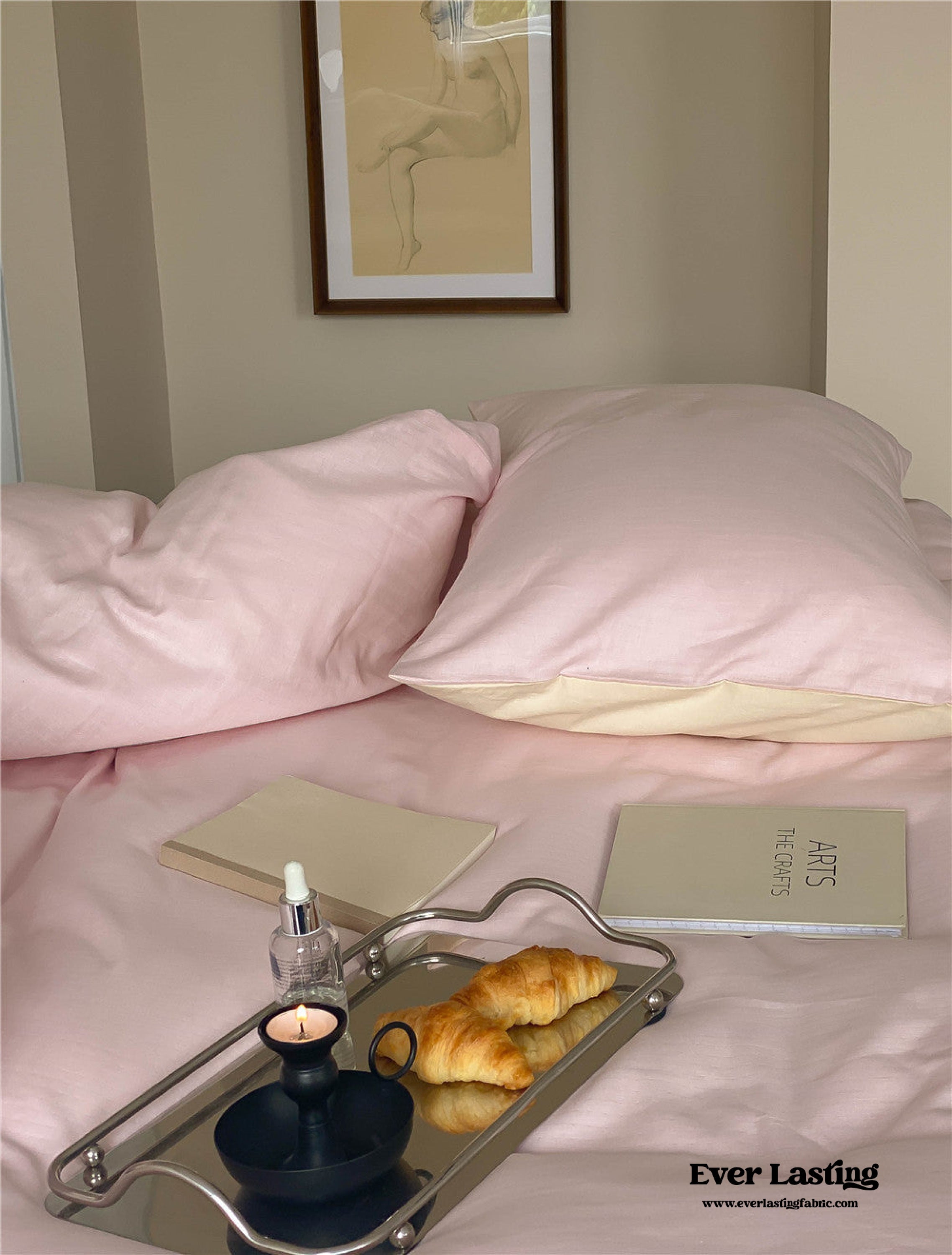 DUO Minimal Double Layer Washed Cotton Bedding Set - Blue