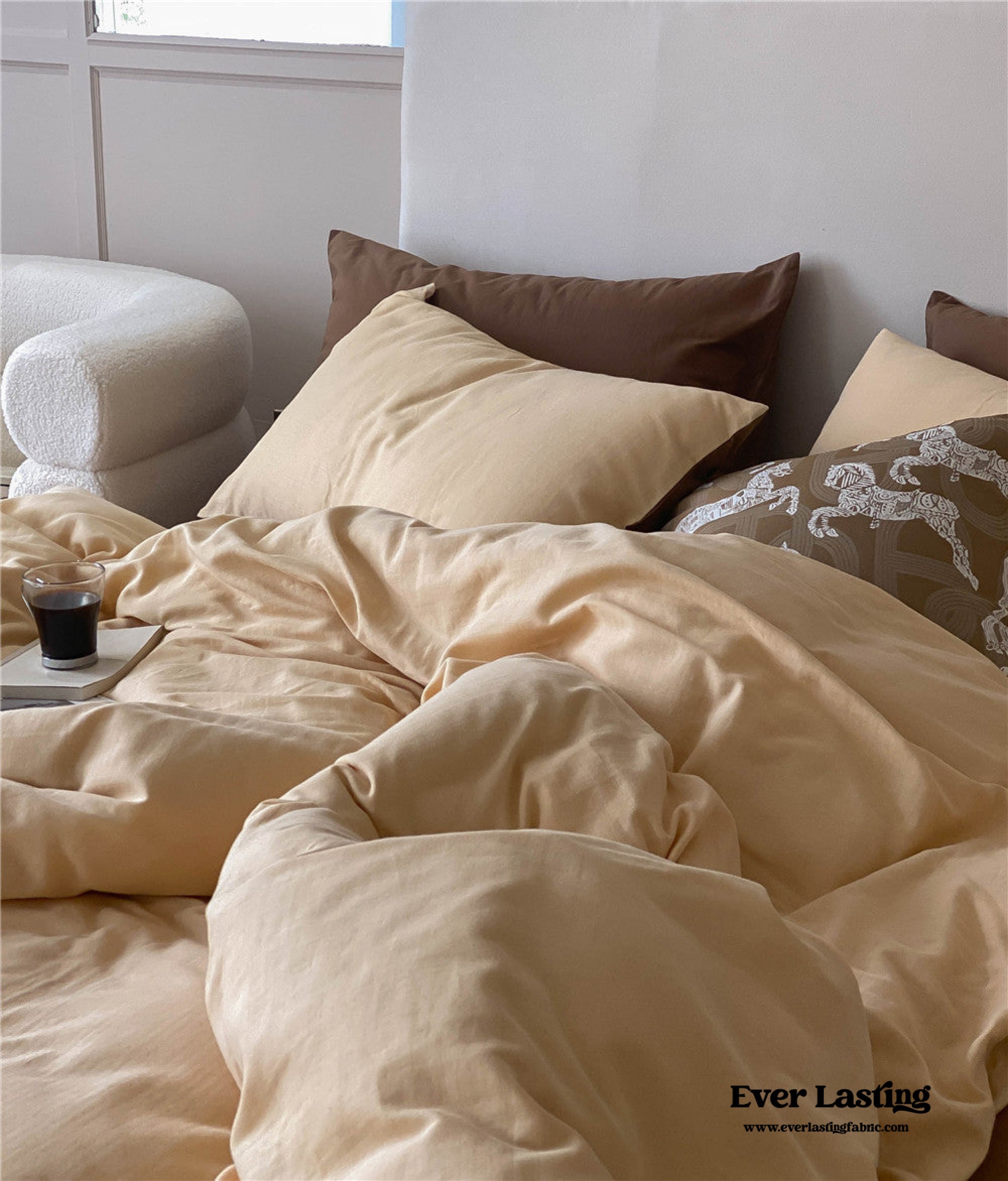 DUO Minimal Double Layer Washed Cotton Bedding Set - Blue