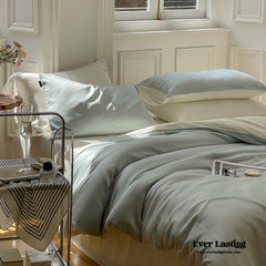 DUO Reversible Pastel Silky Tencel Bedding Set - Blue