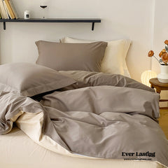 DUO Reversible Premium Cotton Solid Bedding Set - Brown