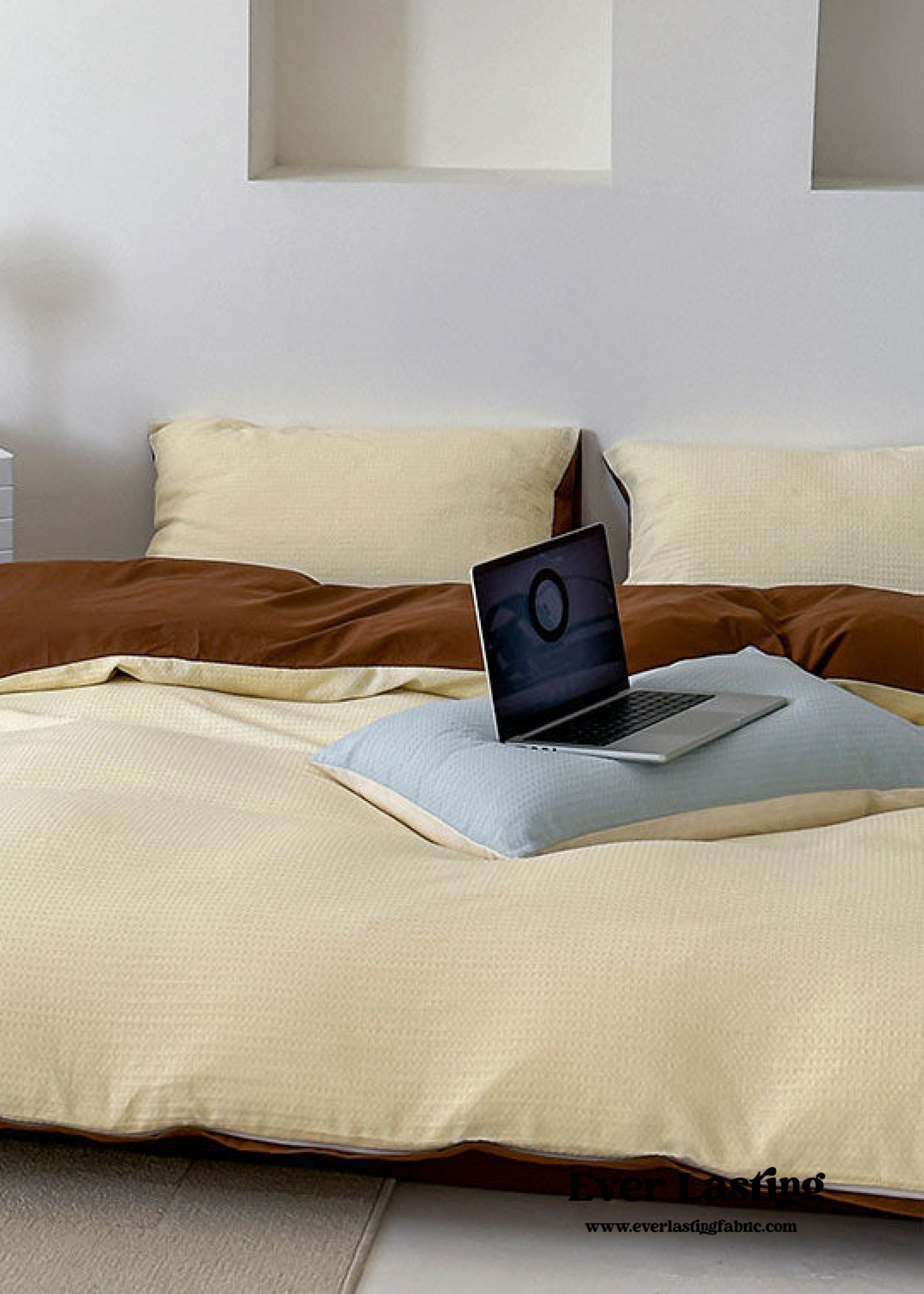 Duo Waffle Bedding Set - Pink + Avocado Green