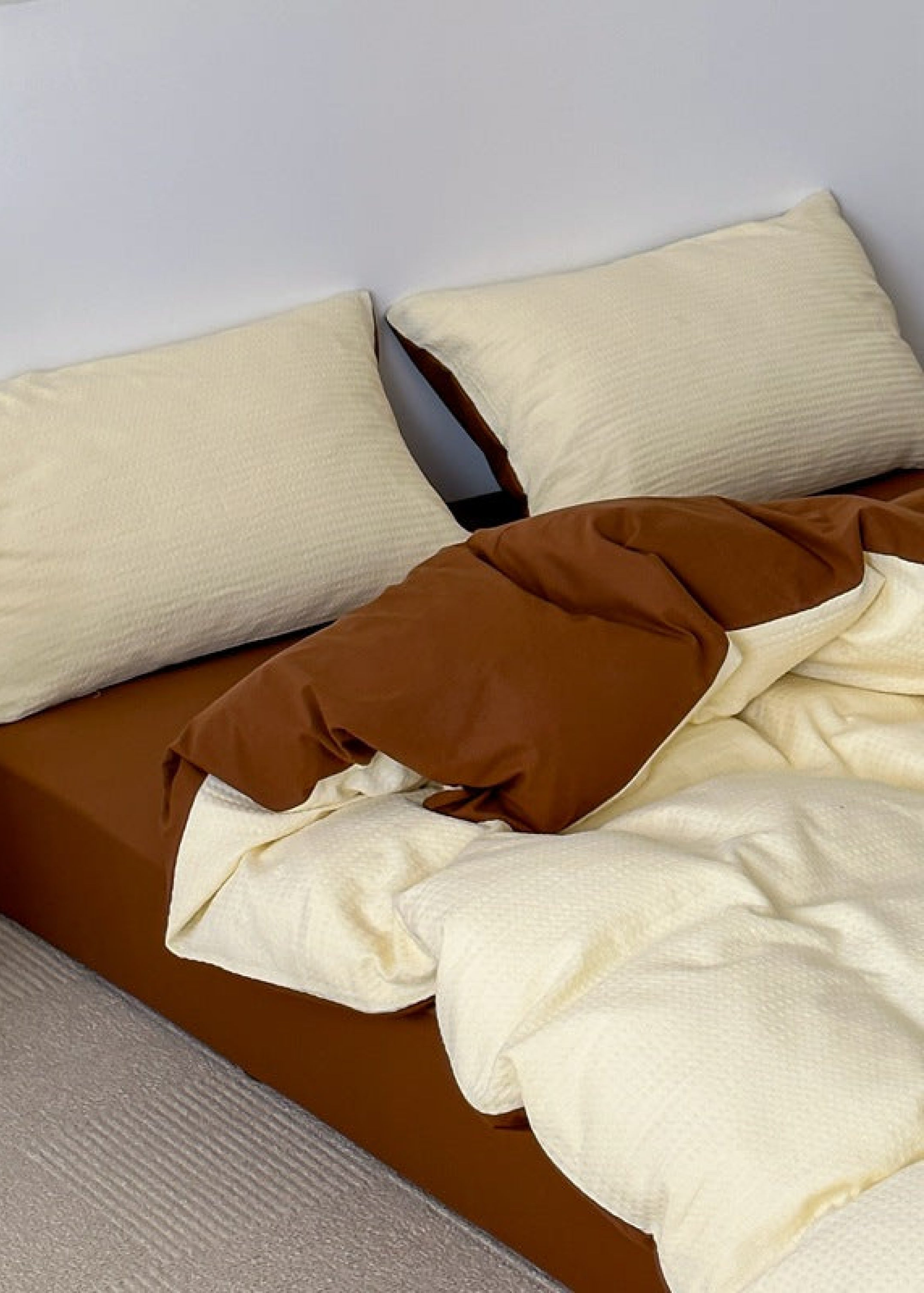 Duo Waffle Bedding Set - Pink + Avocado Green