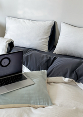 Duo Waffle Bedding Set - Gray + White