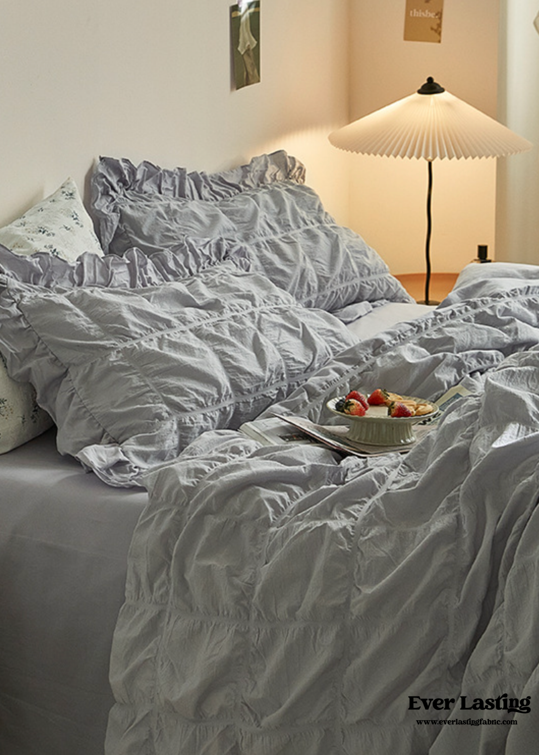 Earth Tone Marshmallow Puff Ruffle Bedding Set - Rust Pink