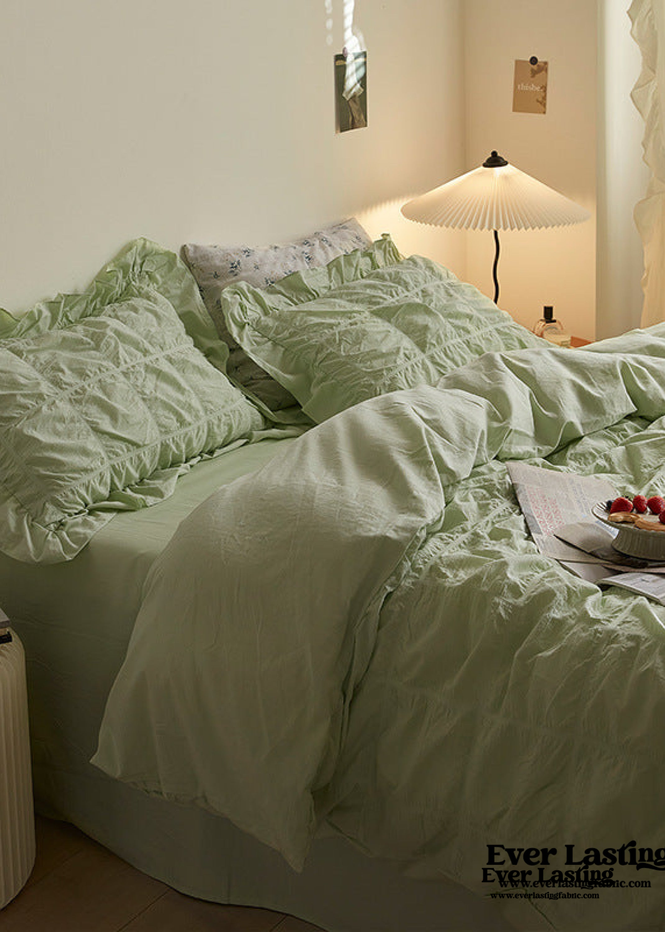 Earth Tone Marshmallow Puff Ruffle Bedding Set - Rust Pink