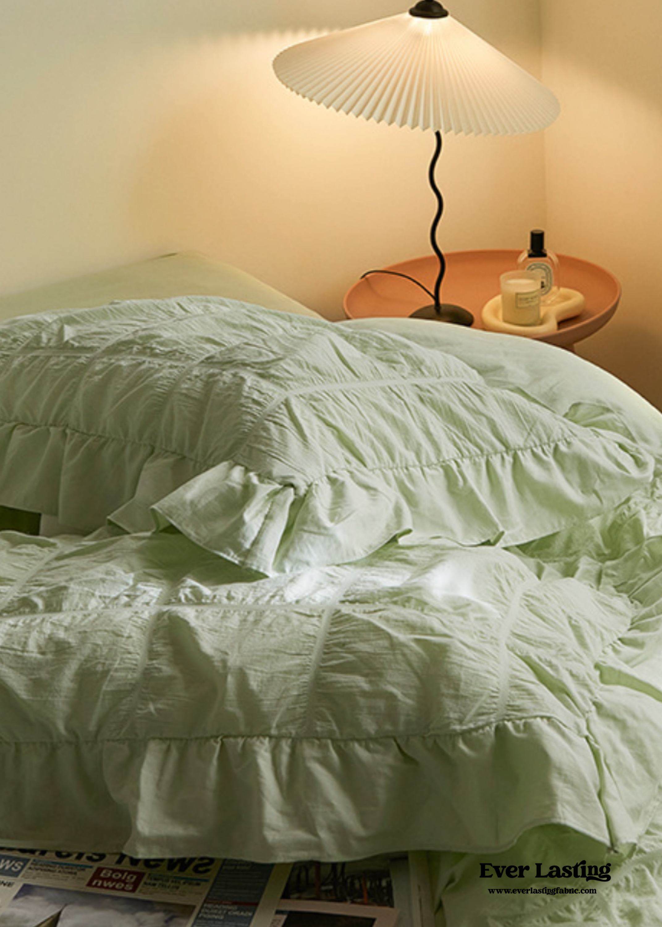 Earth Tone Marshmallow Puff Ruffle Bedding Set - Rust Pink