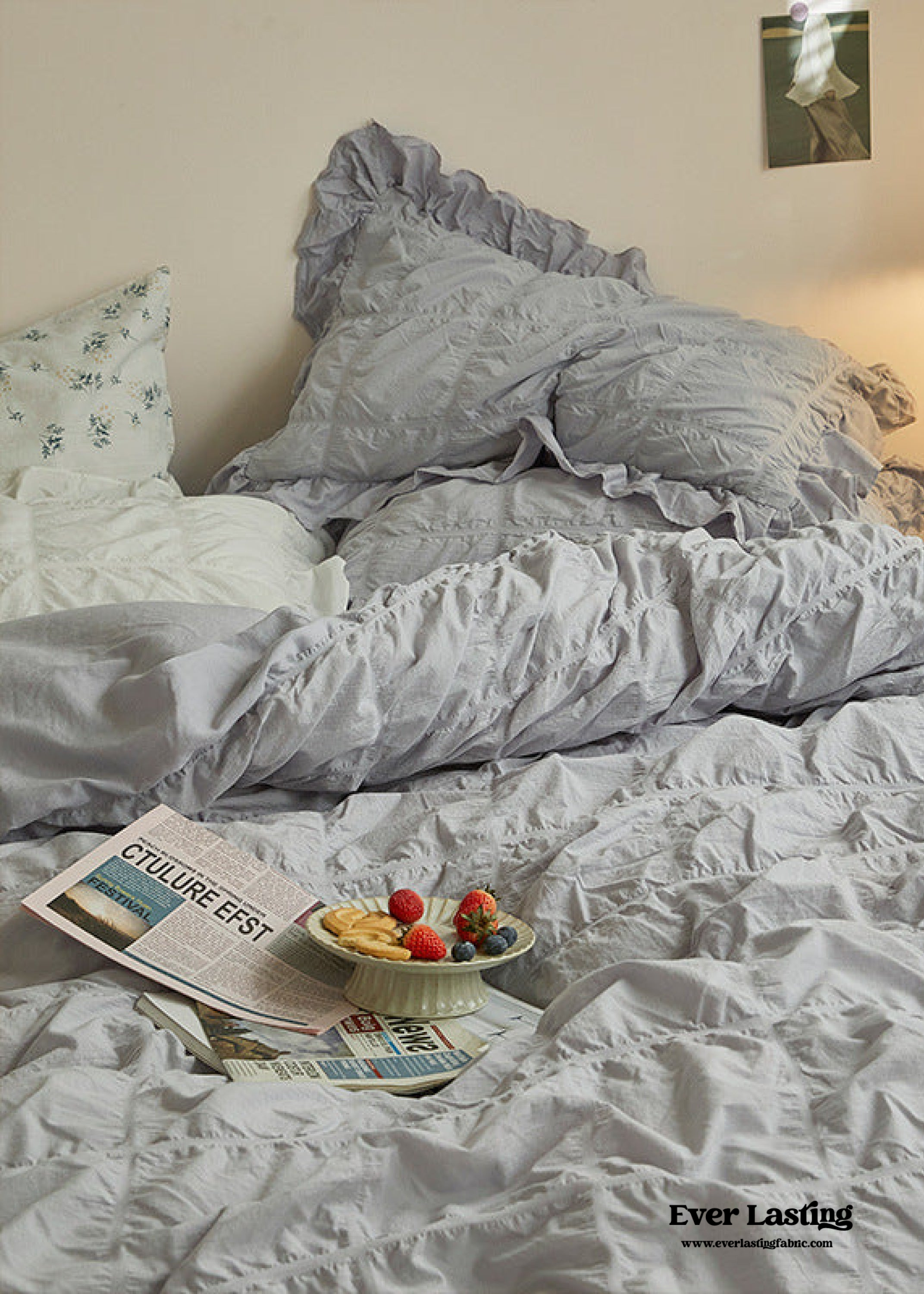 Earth Tone Marshmallow Puff Ruffle Bedding Set - Rust Pink