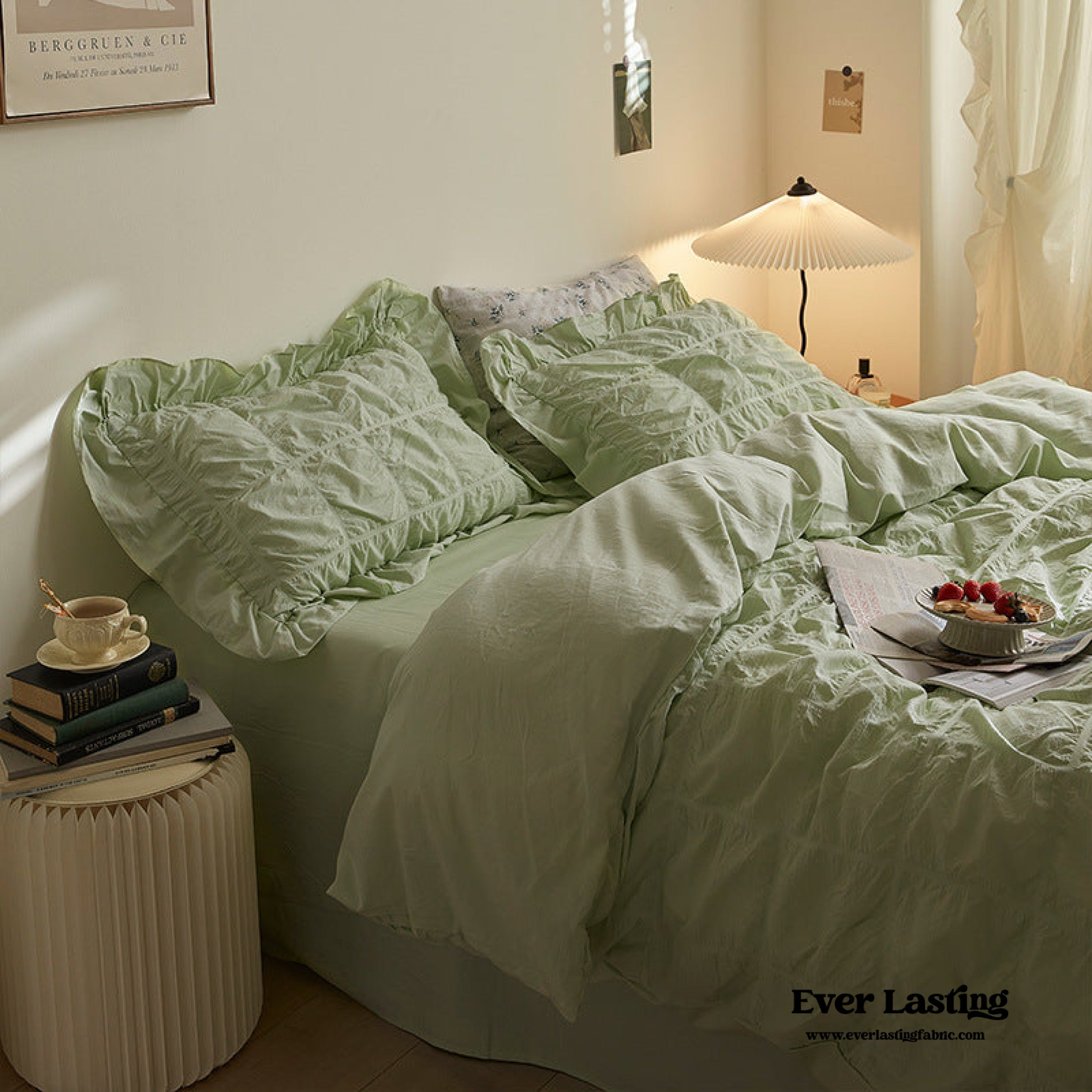 Earth Tone Marshmallow Puff Ruffle Bedding Set - Rust Pink