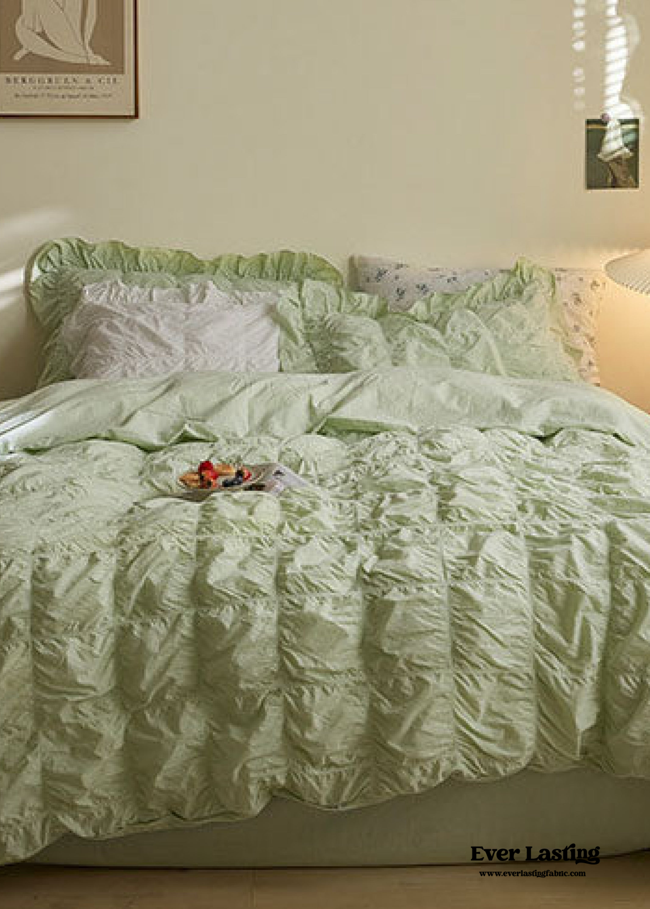 Earth Tone Marshmallow Puff Ruffle Bedding Set - Rust Pink