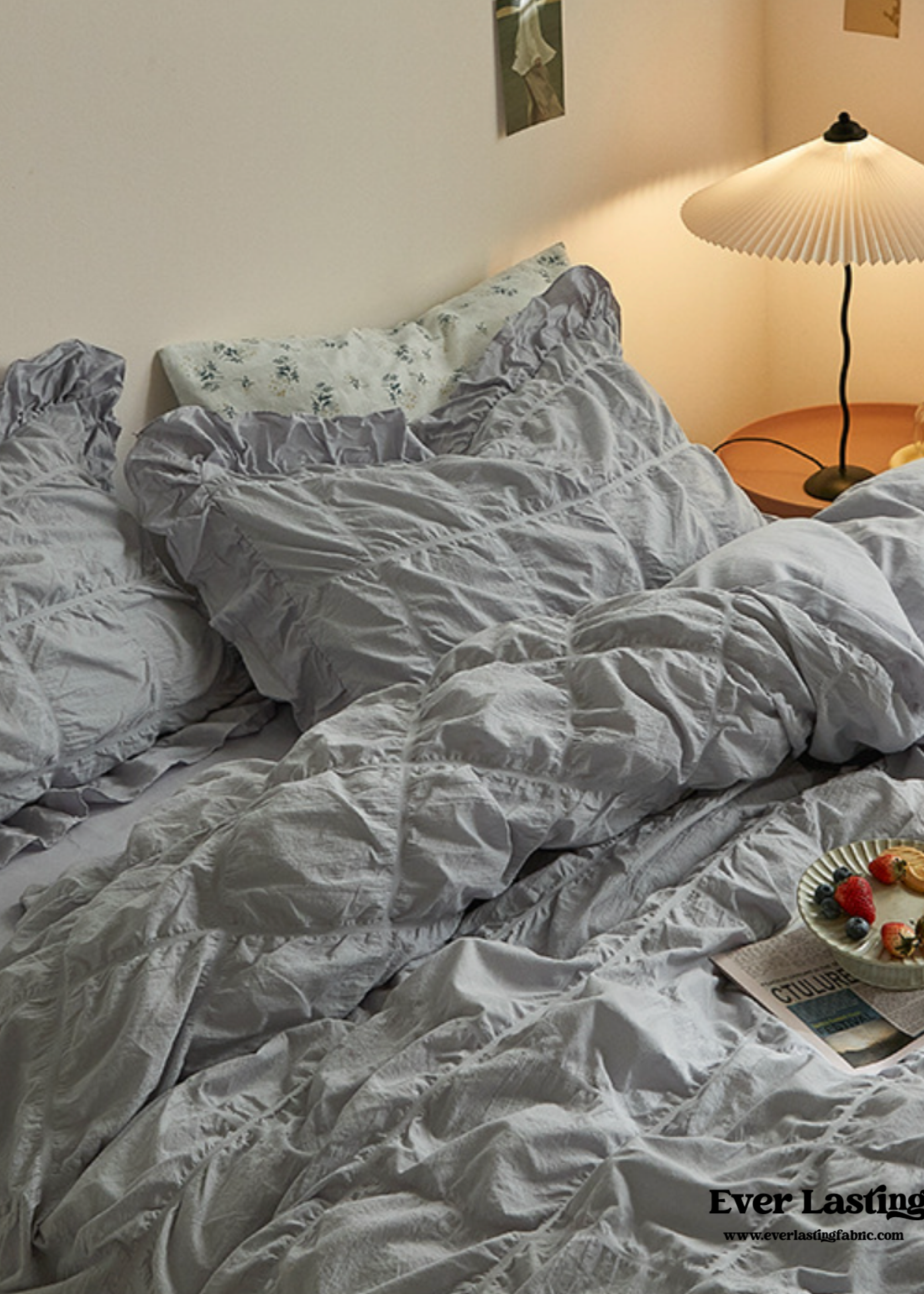 Earth Tone Marshmallow Puff Ruffle Bedding Set - Rust Pink