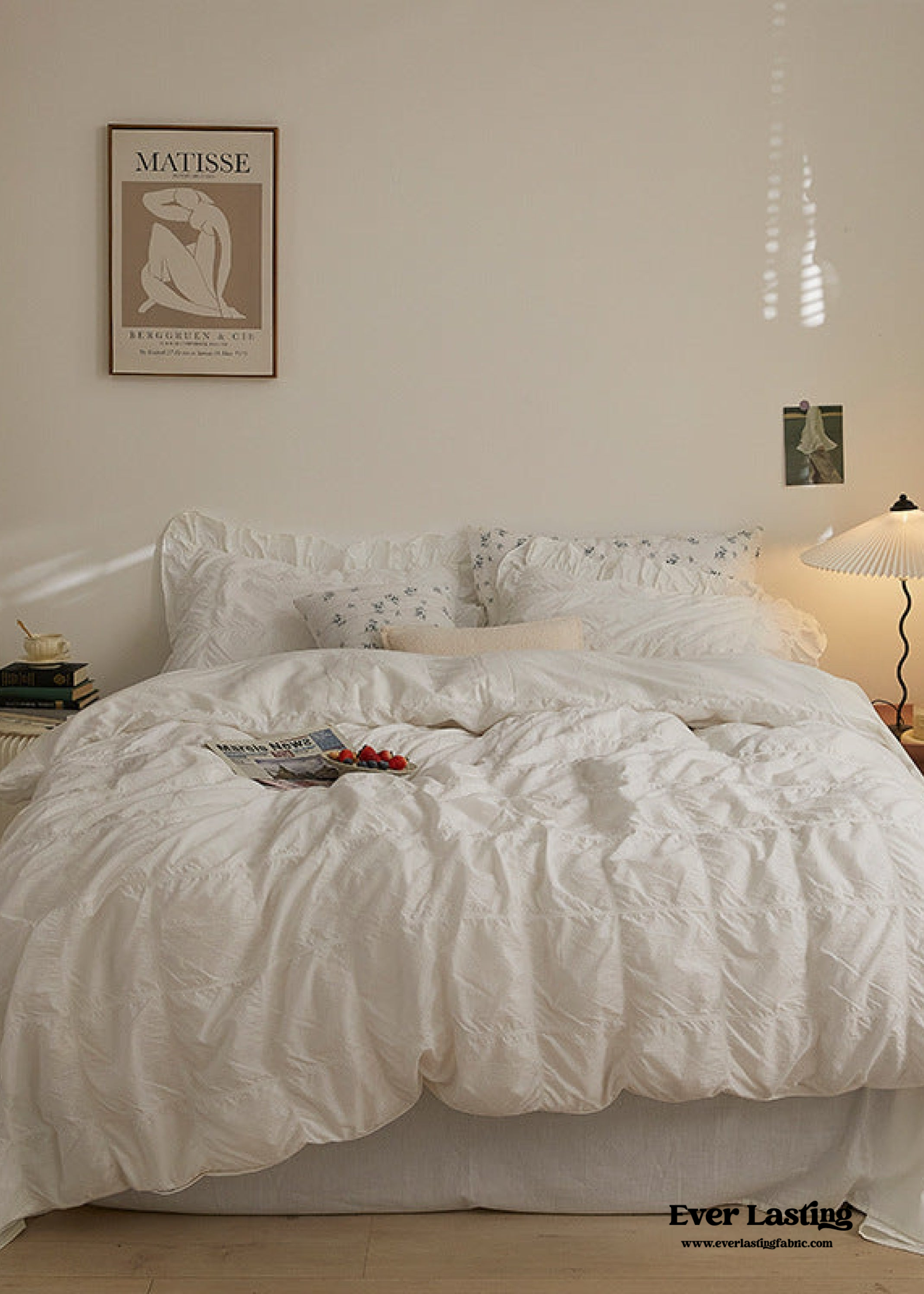 Earth Tone Marshmallow Puff Ruffle Bedding Set - Rust Pink