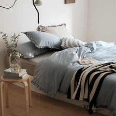 Earth Tone Ruffle Bedding Set - Blue